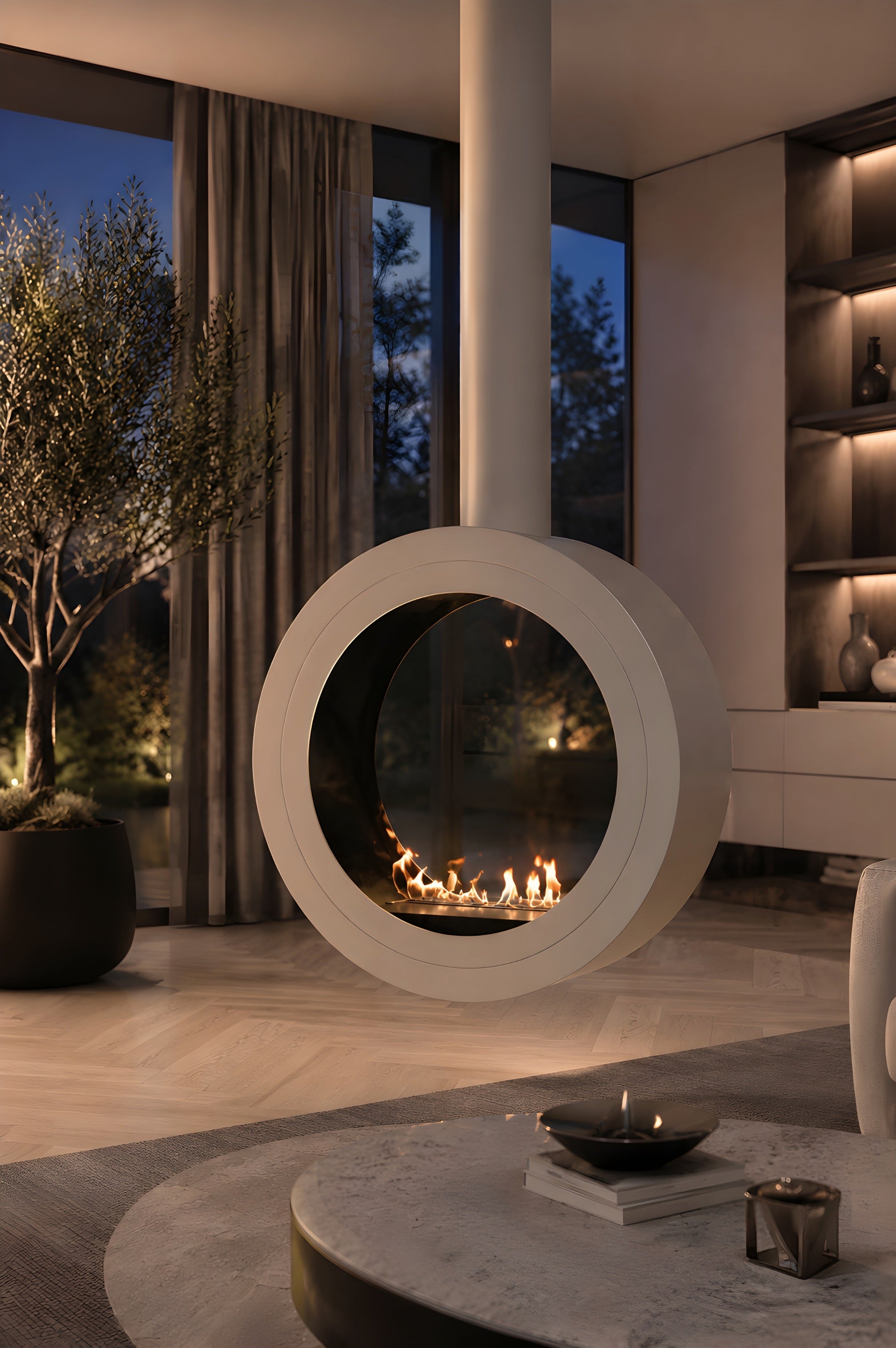 Arcos Tube Plafondhaard Wit Ø80 - Ø120 cm