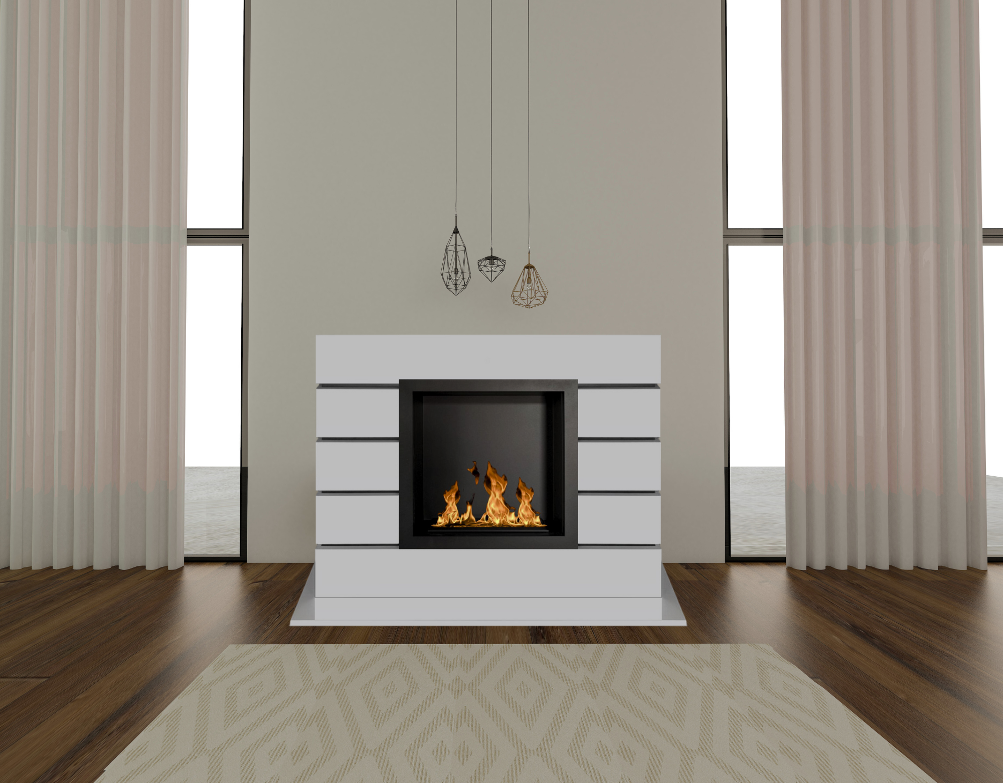 Antique Art Design Bio Fireplace With Chimney 130 CM