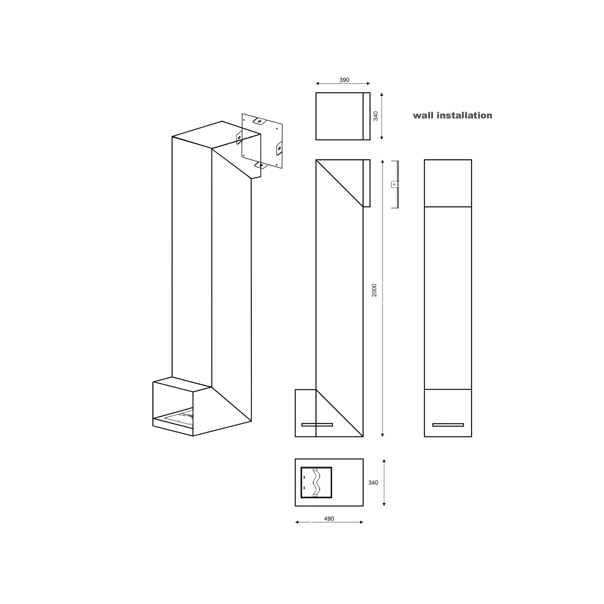 Art Bio Ethanol Plafondhaard H200 cm