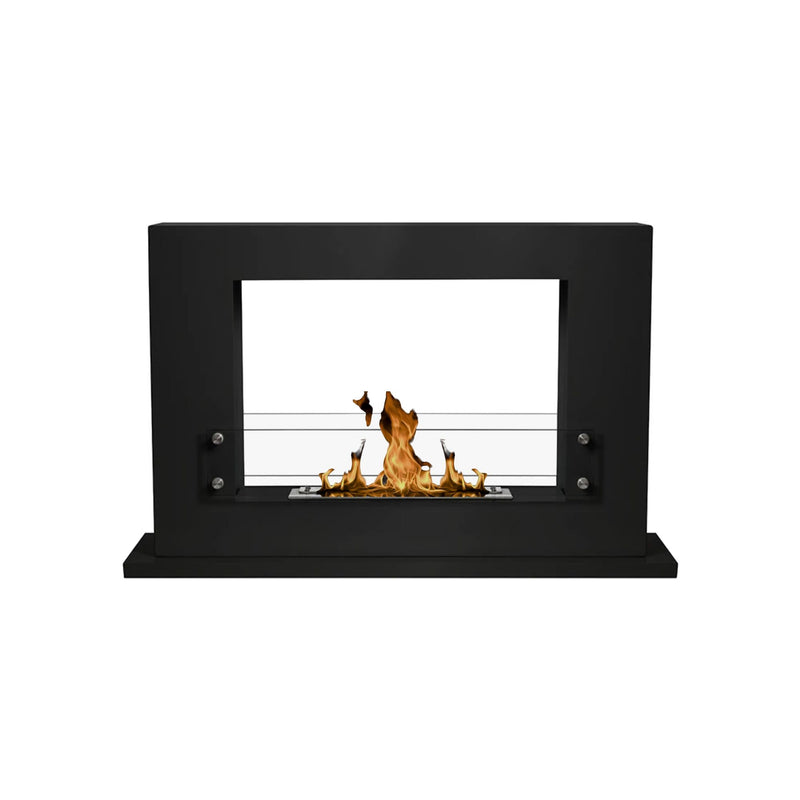 Atena Black Bio Ethanol Freestanding See-Through Fireplace 100 CM