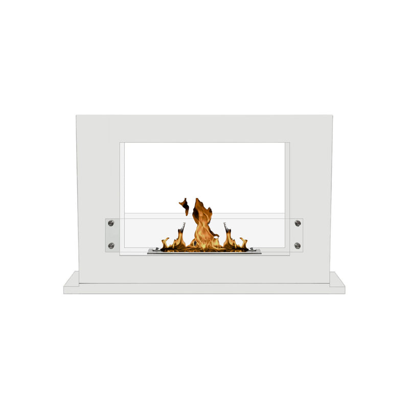 Atena White Bio Ethanol Freestanding See-Through Fireplace 100 CM