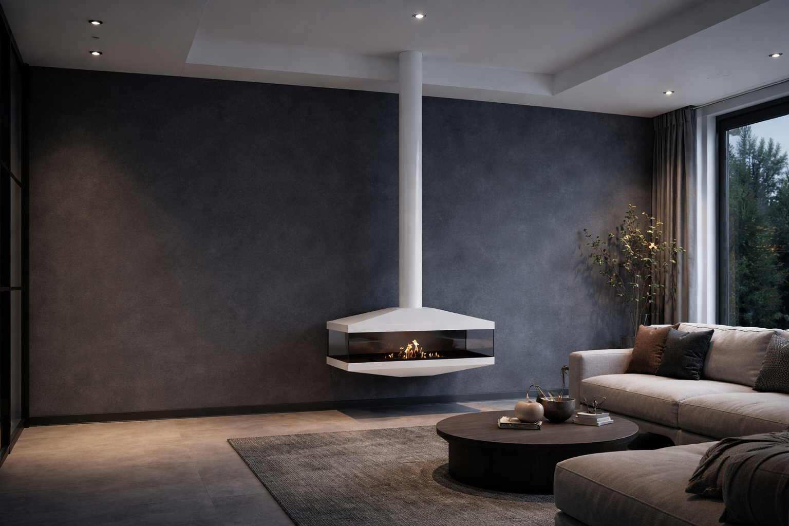 Aura Close Tube Wit Doorkijk Plafondhaard 120 cm