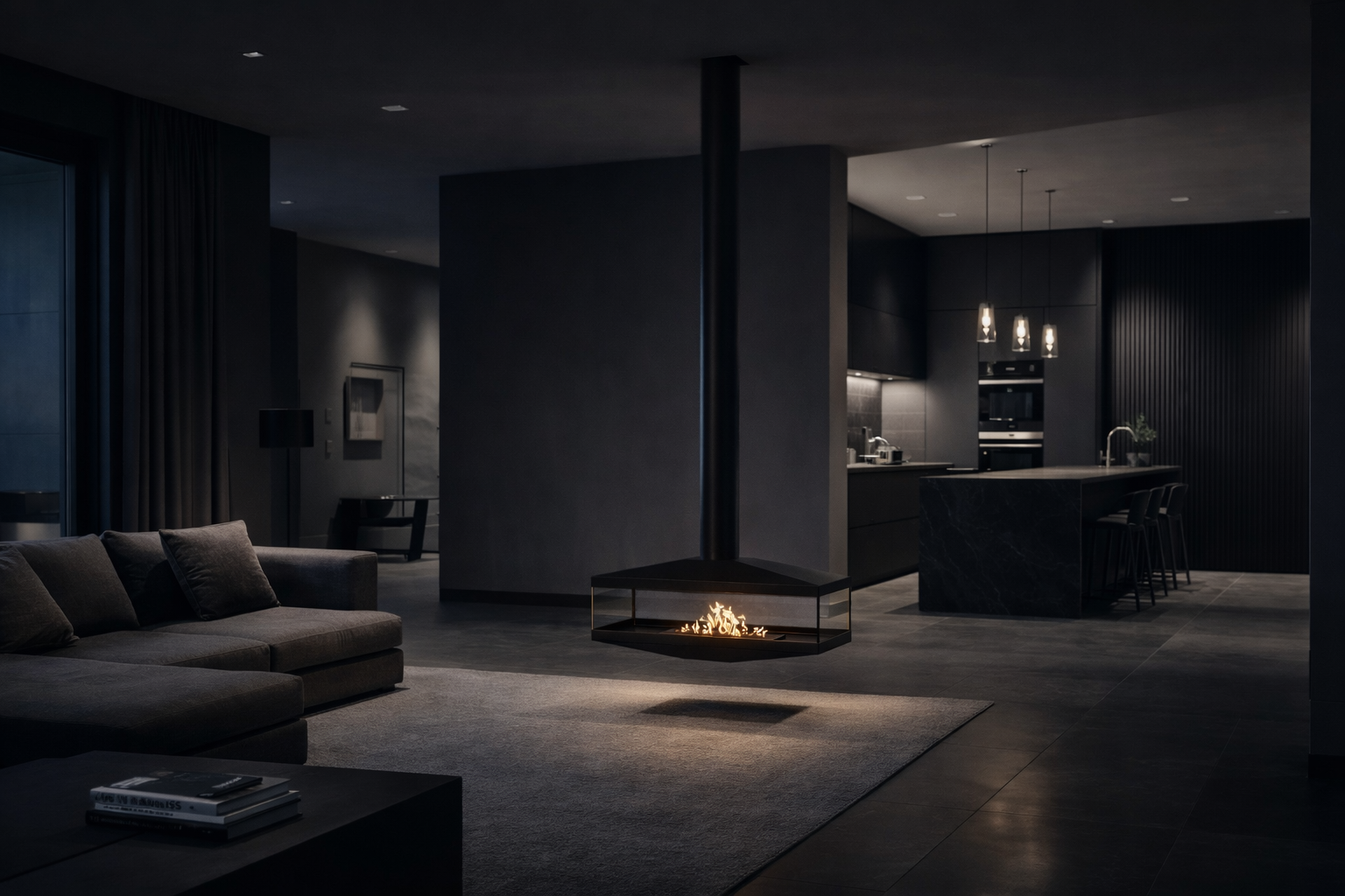 Egano Tube Bio Ethanol Ceiling Fireplace 130 cm 