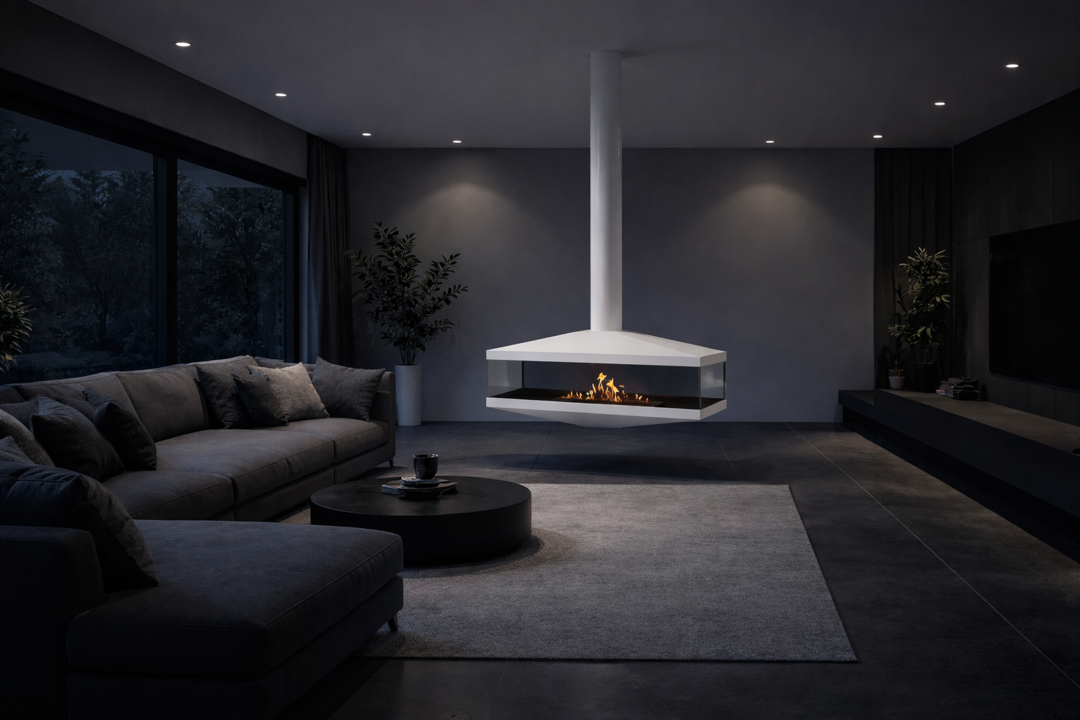 Aura Tube Wit Doorkijk Plafondhaard 120 cm