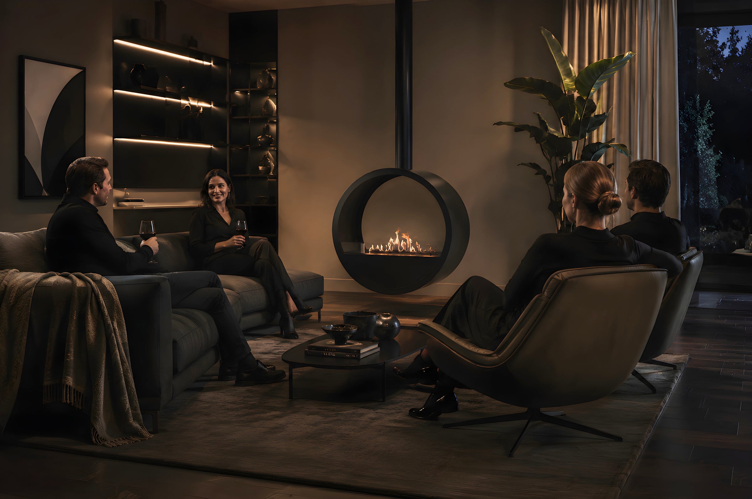 Aurel Roundfire Plafondhaard Zwart Ø80 - Ø120 cm