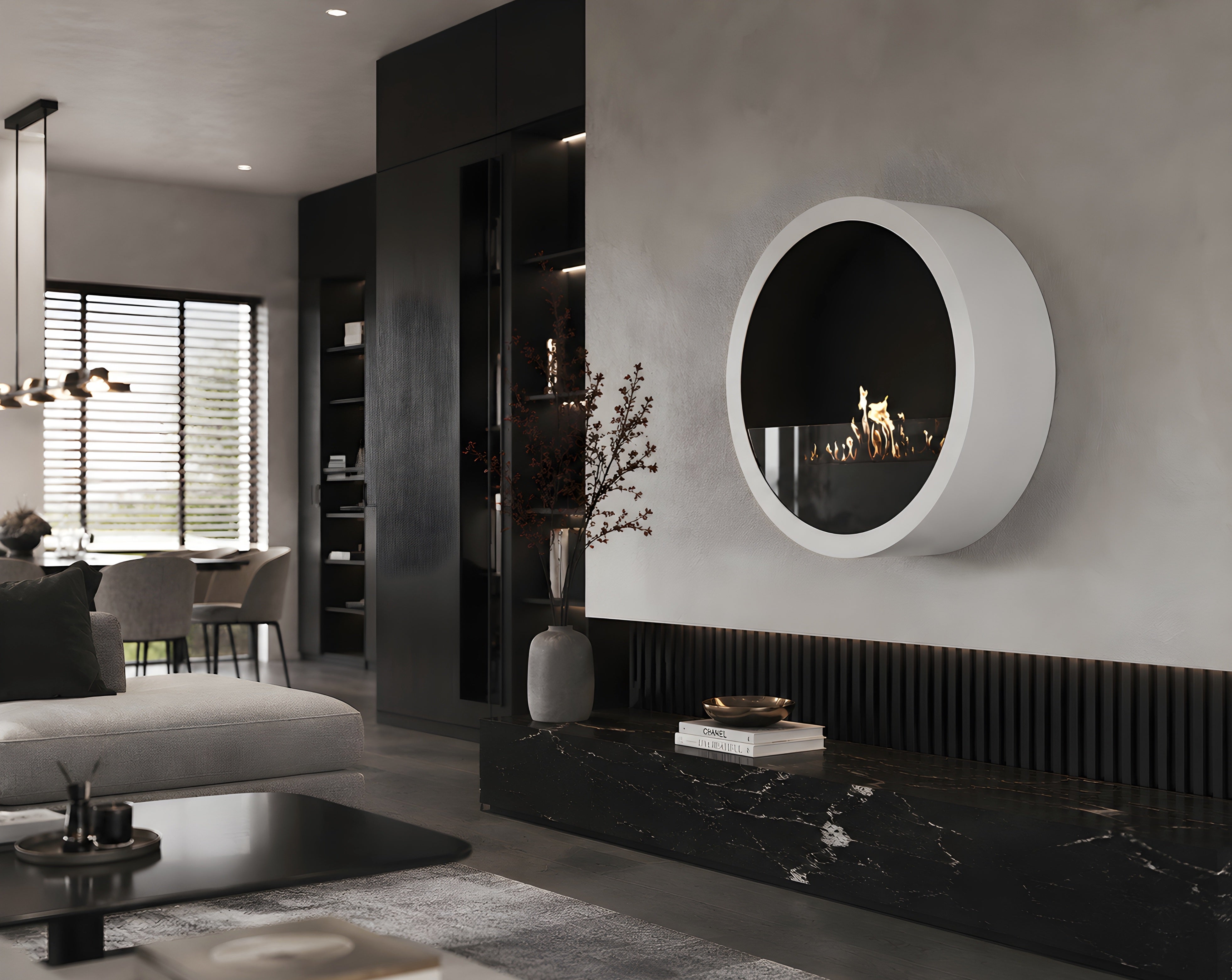 Aurel Roundfire Wandhaard Wit Ø80 - Ø120 cm