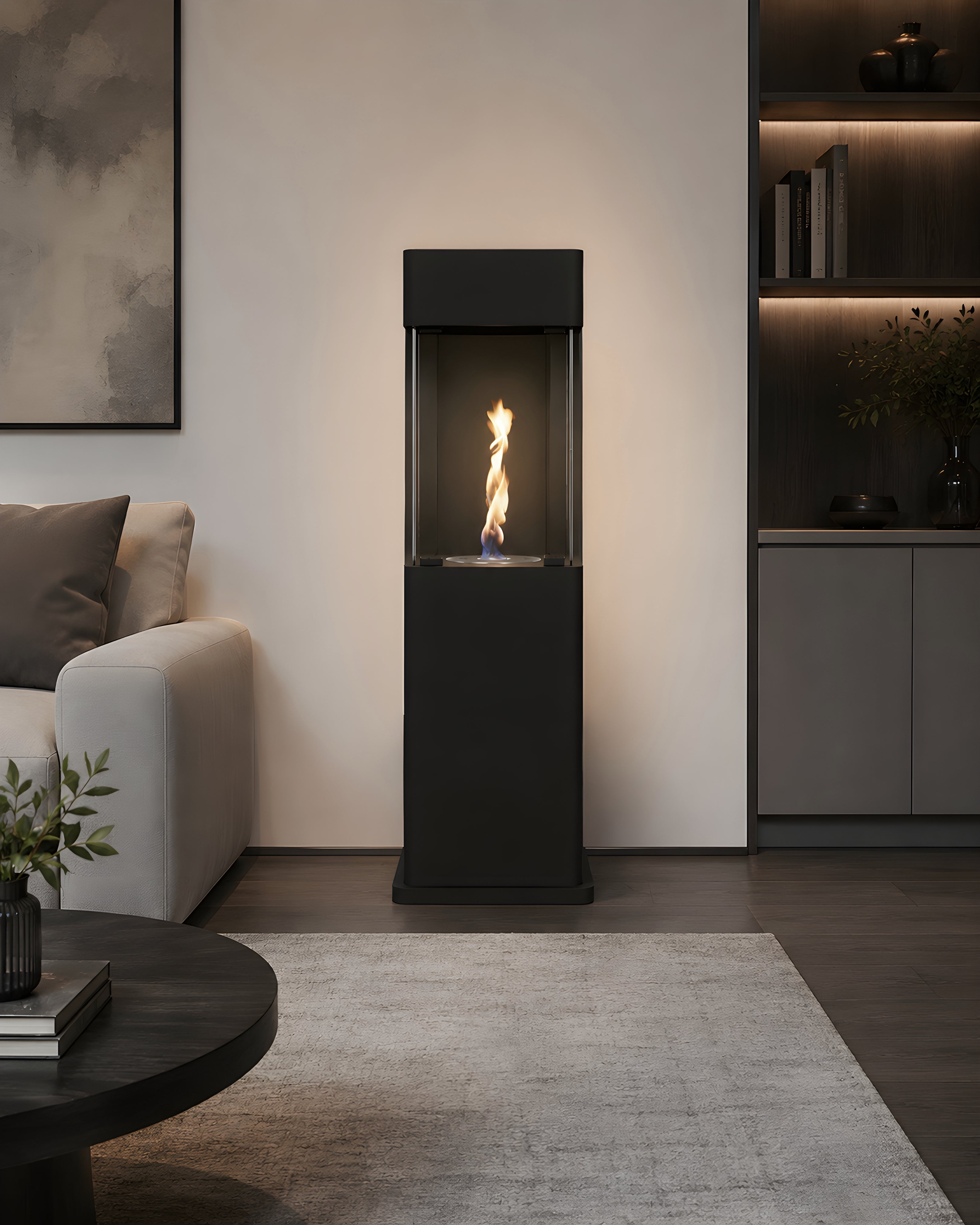 Baron Verticale Vrijstaande Haard Volle Glas H134 cm