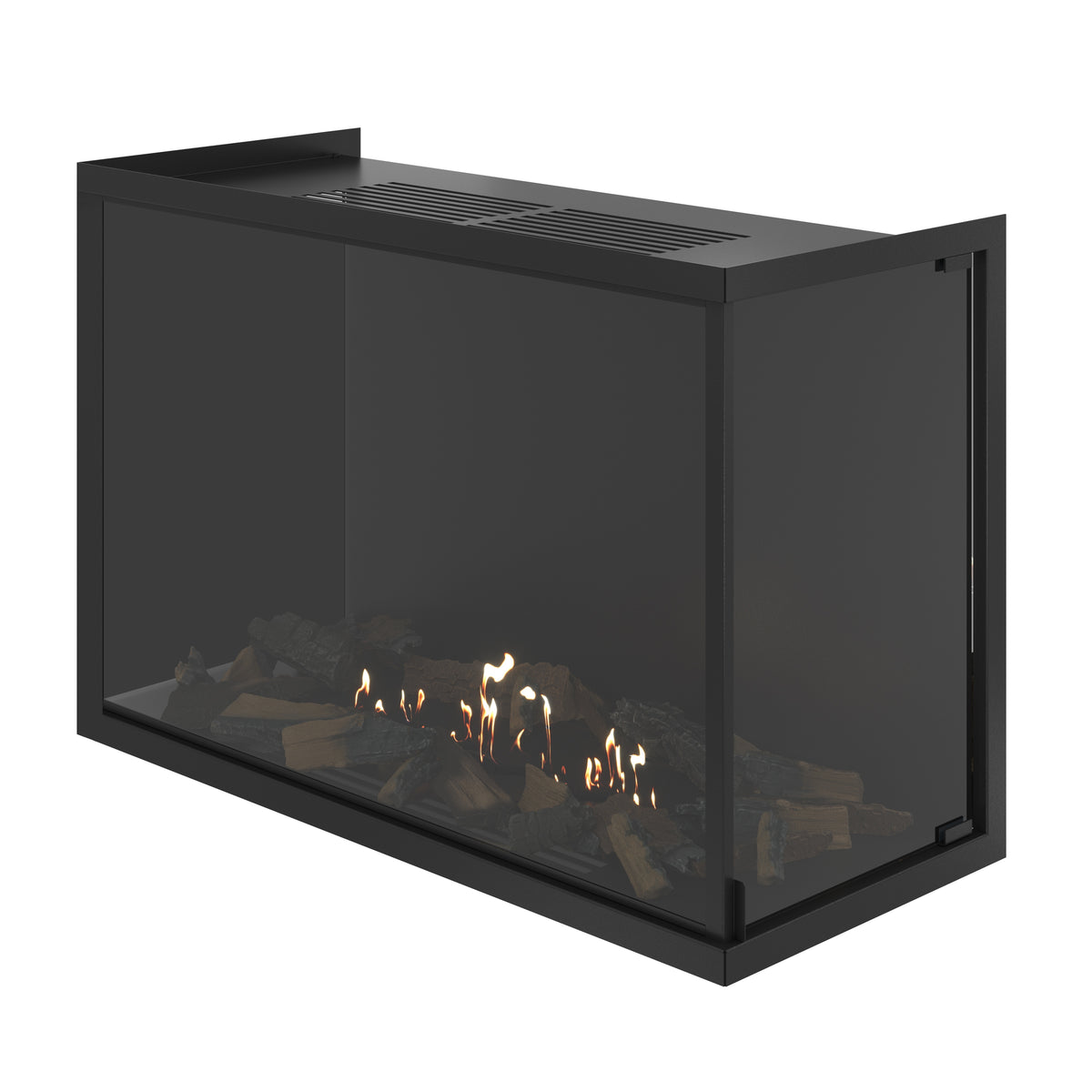 Base Rechts Inbouwhoekhaard Volle Glas 90 cm