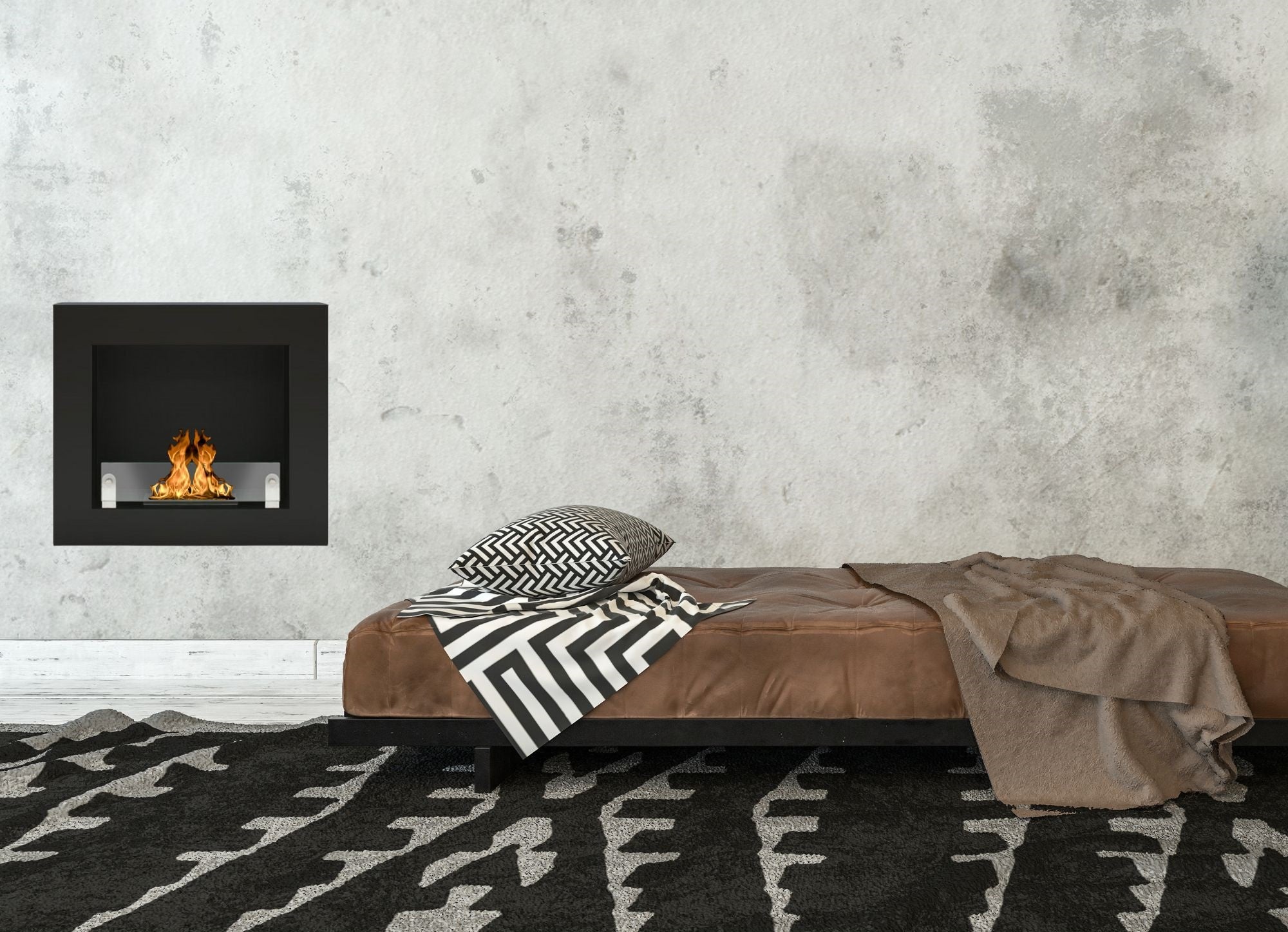Basia Black Wall Fireplace 70 cm