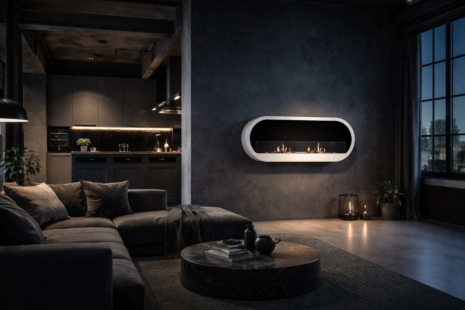 Belen Bio-Ethanol Wall Fireplace - Floor Fireplace 100 CM