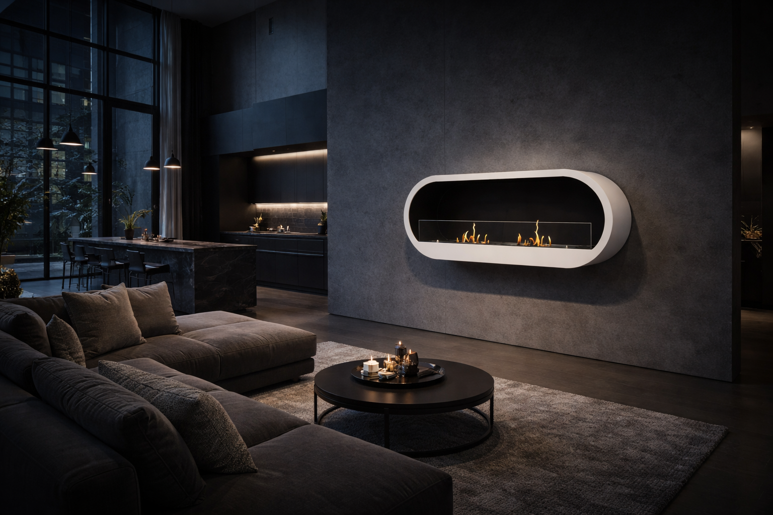 Belen Bio-Ethanol Wall Fireplace - Floor Fireplace 100 CM