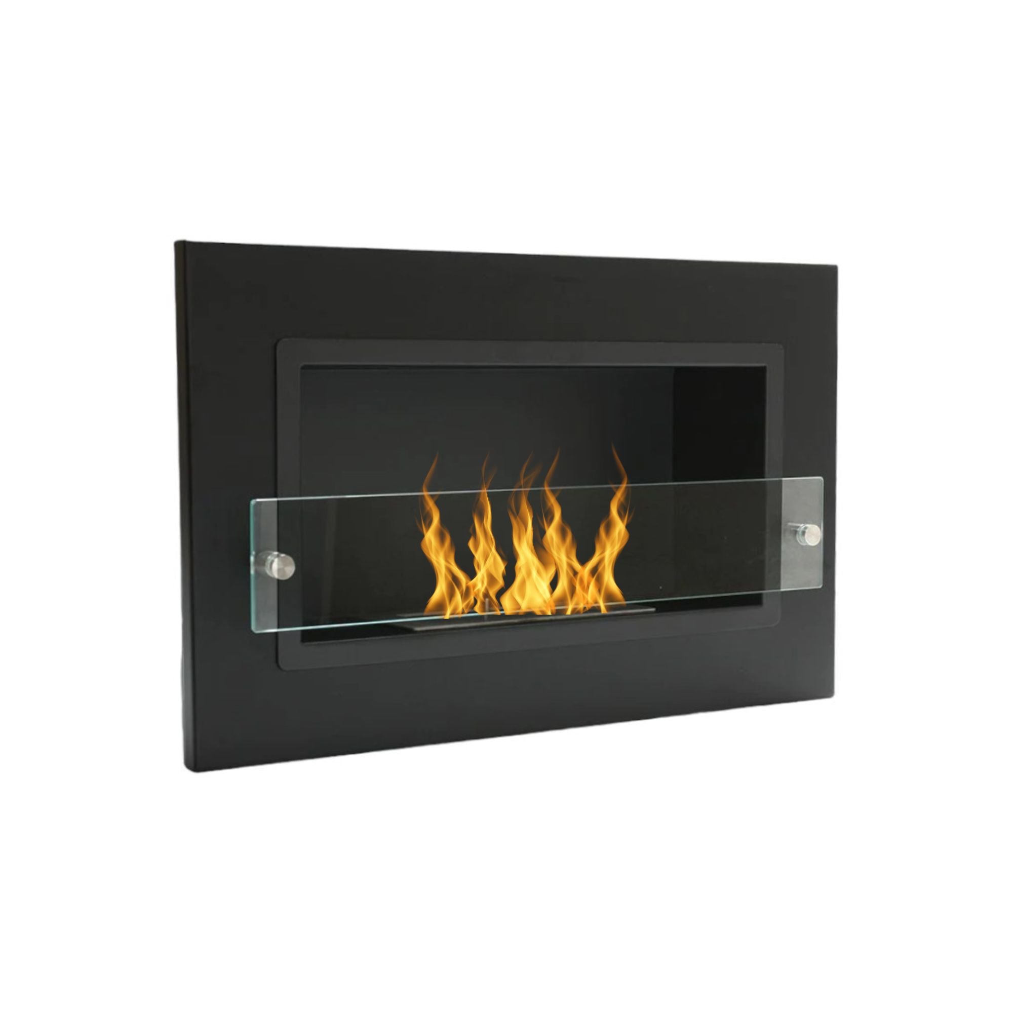 Bio Ethanol Built-in - Wall Fireplace Black With Glass 64 cm