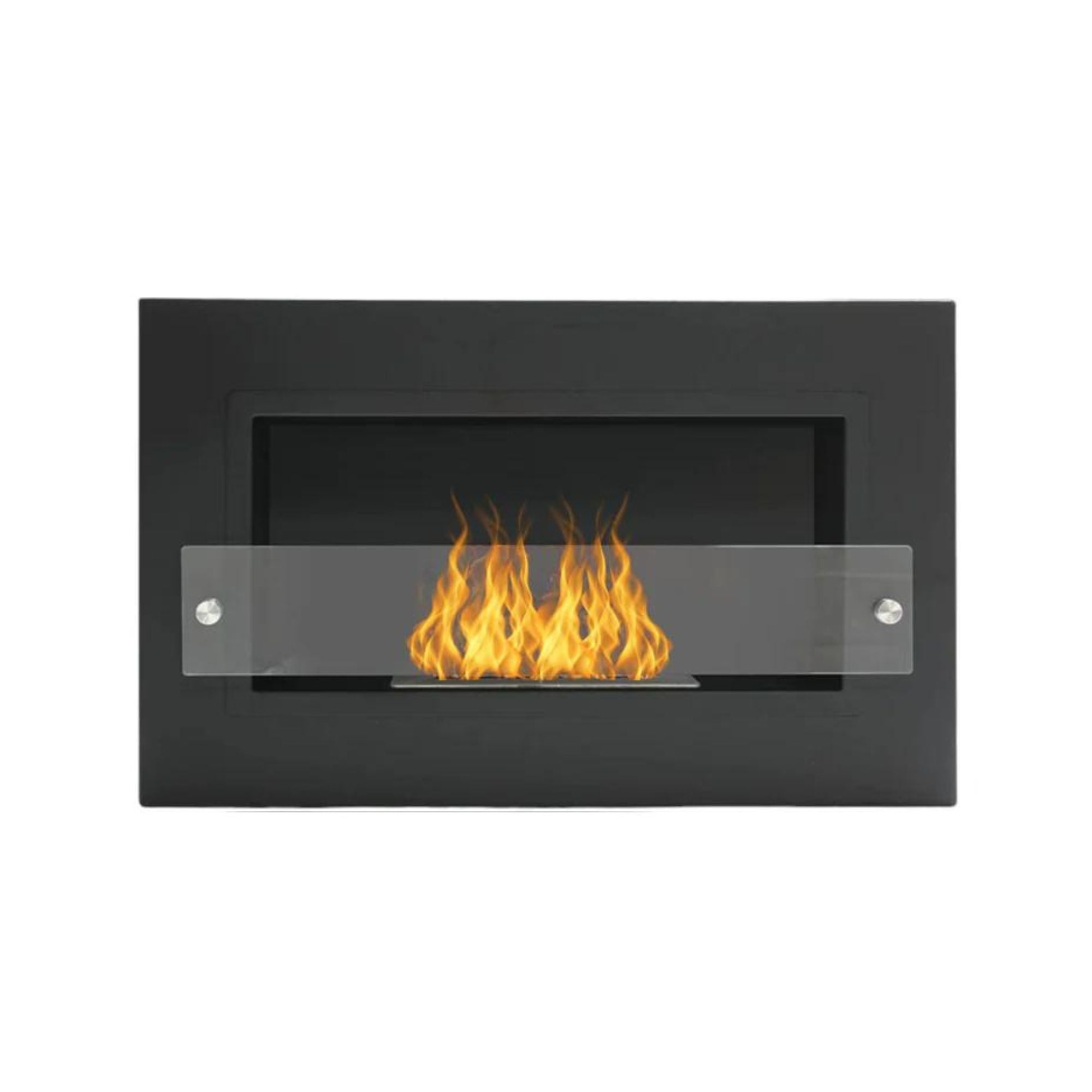 Bio Ethanol Built-in - Wall Fireplace Black With Glass 64 cm