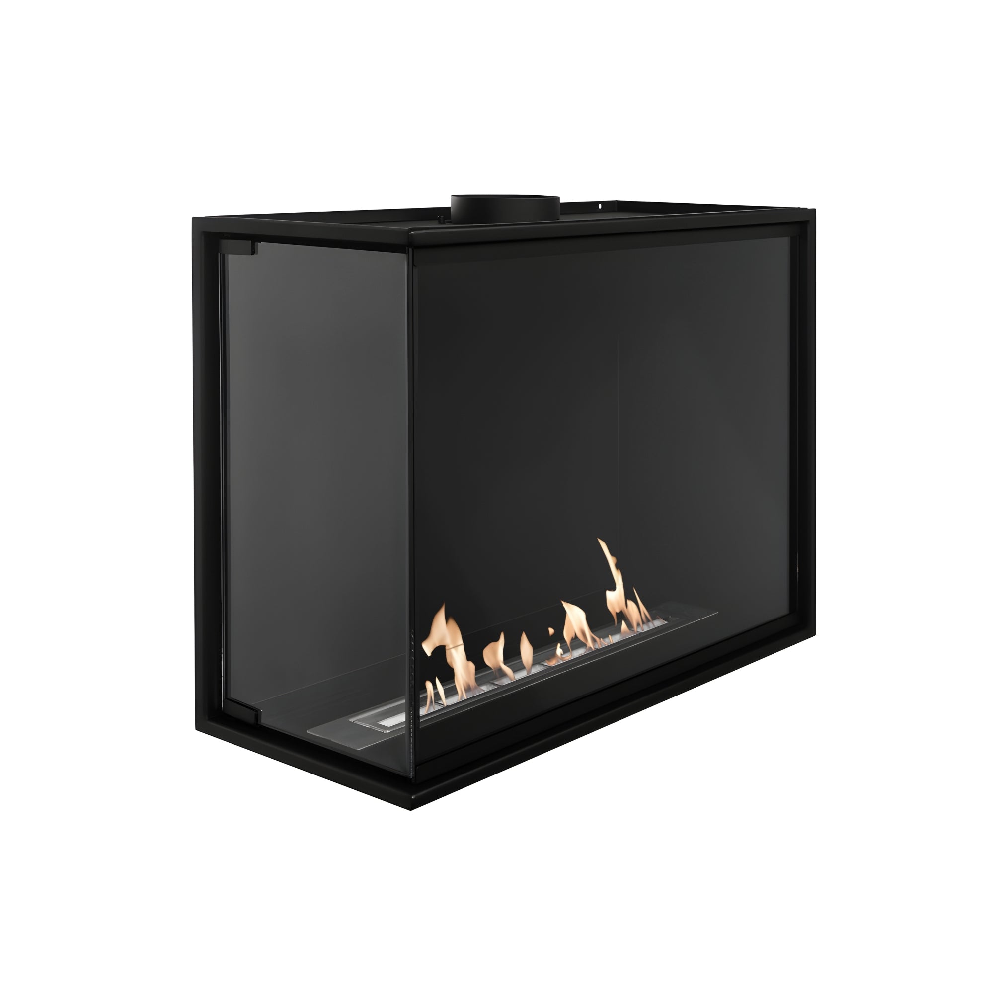 Corner Bio Ethanol Built-in Fireplace Left 80 CM With Full Glass