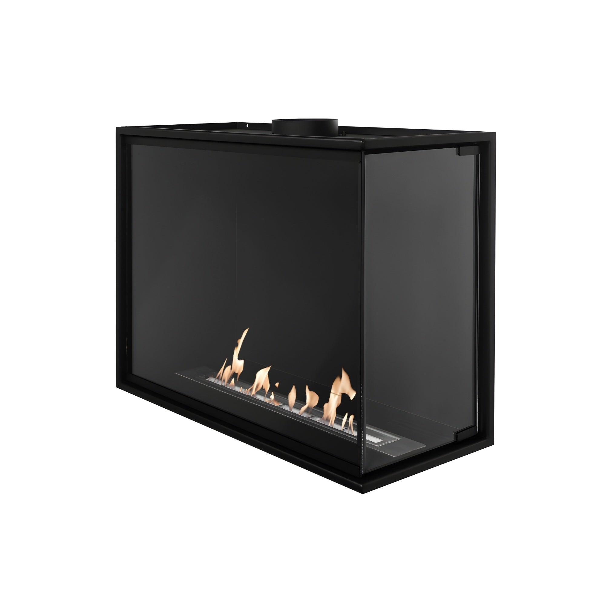 Corner Bio Ethanol Built-in Fireplace Right 60 CM With Full Glass