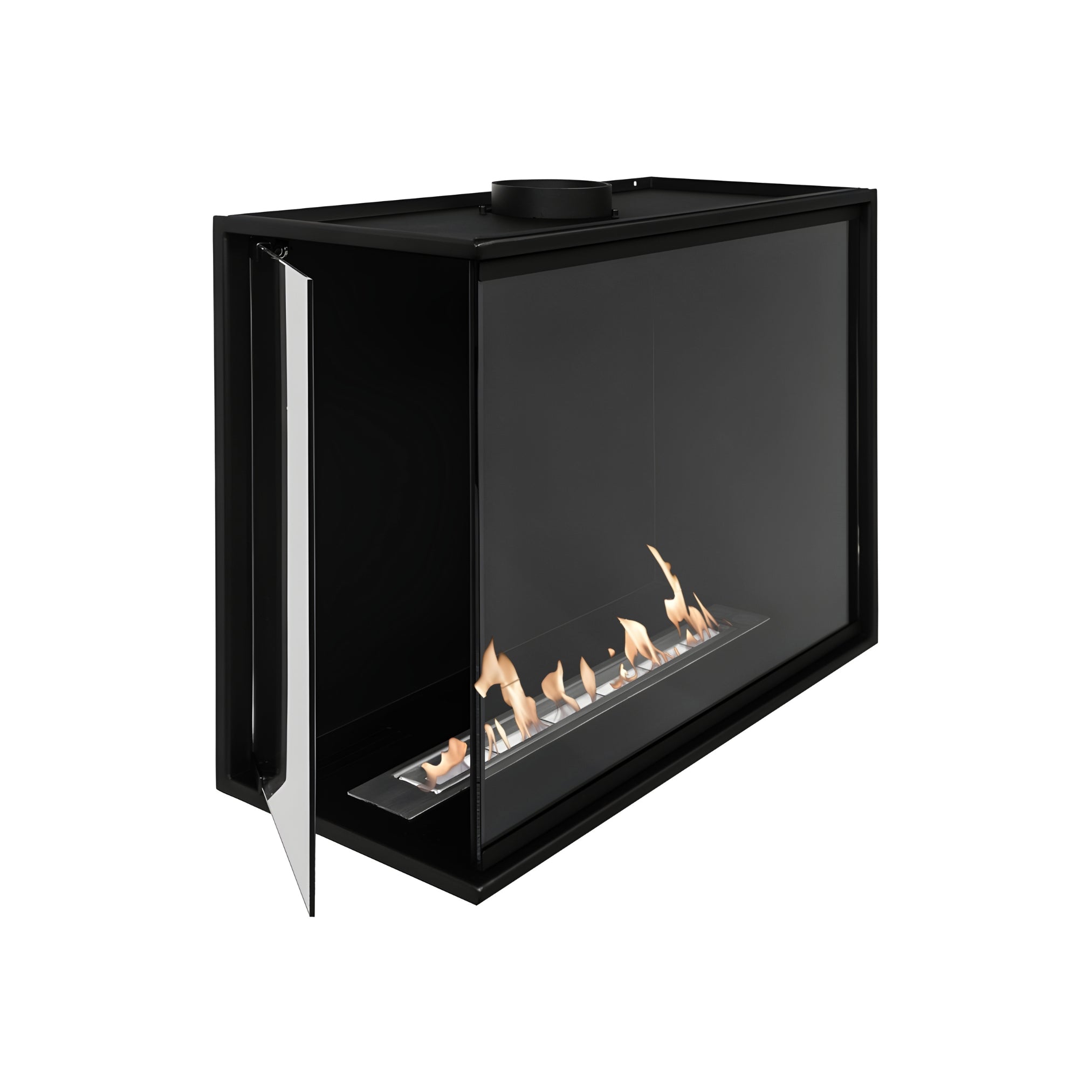 Corner Bio Ethanol Built-in Fireplace Left 80 CM With Full Glass