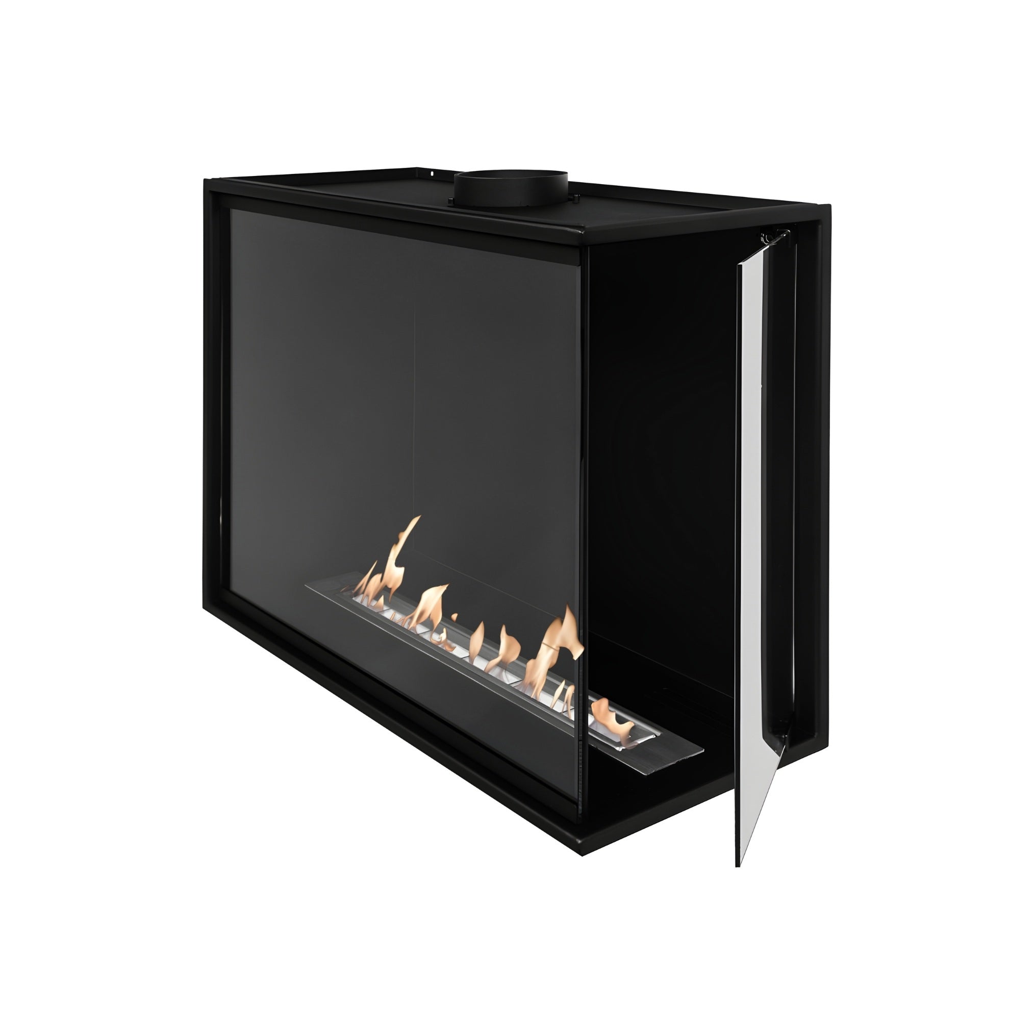 Corner Bio Ethanol Built-in Fireplace Right 60 CM With Full Glass