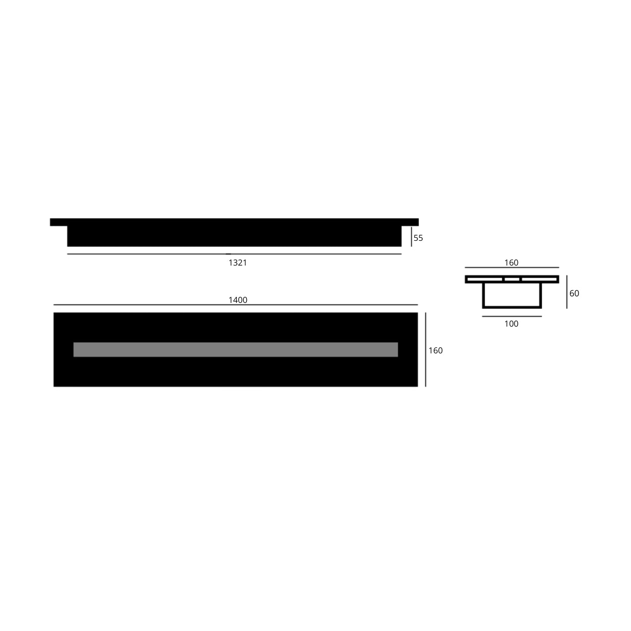 Bio Ethanol Line Burner 140 CM 