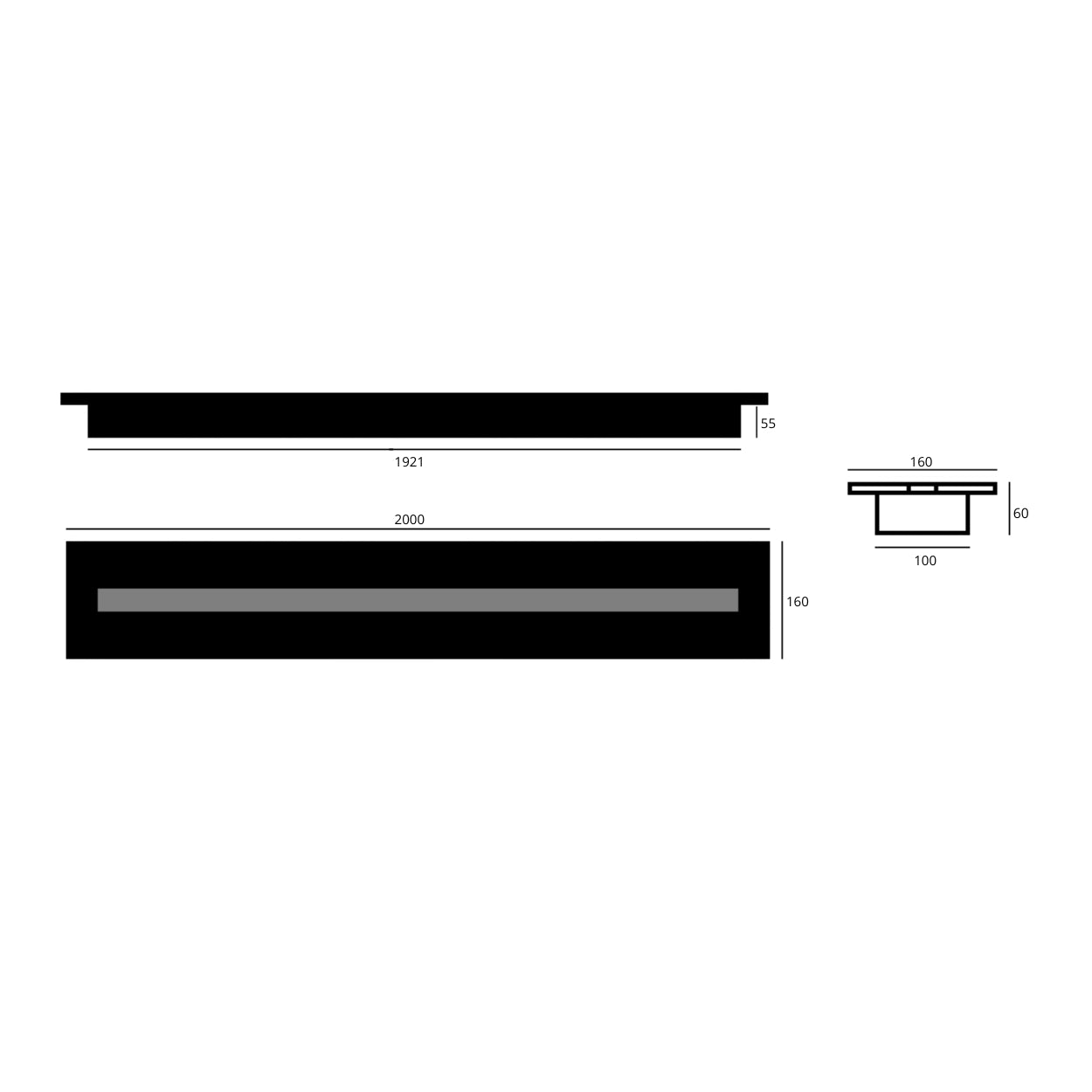 Bio Ethanol Line Burner 200 CM