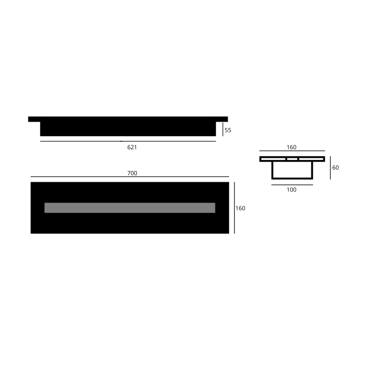 Bio Ethanol Line Burner 70 CM