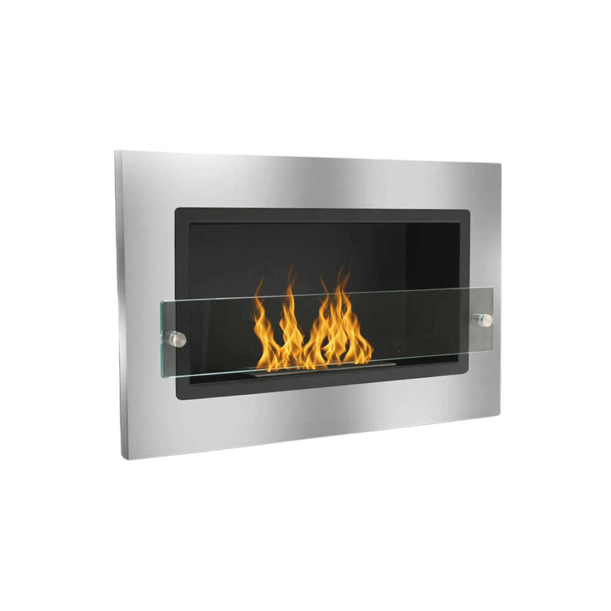 Bio Ethanol Built-in Fireplace - Wall Fireplace Stainless Steel With Glass 64 cm 