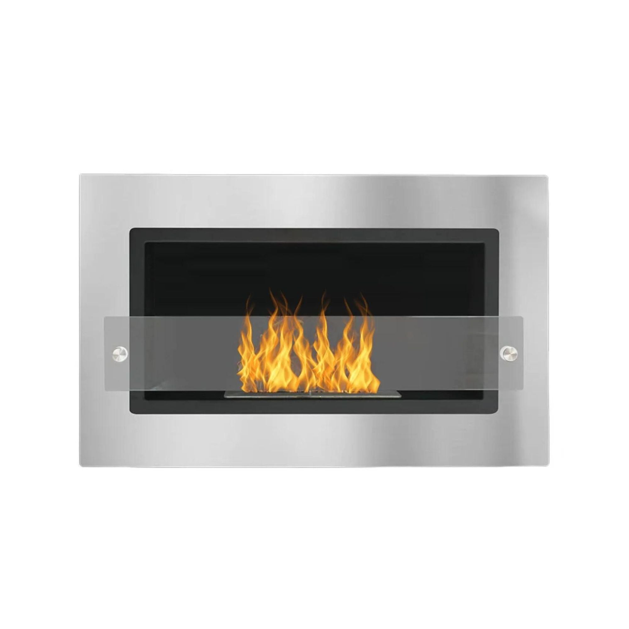 Bio Ethanol Built-in Fireplace - Wall Fireplace Stainless Steel With Glass 64 cm 