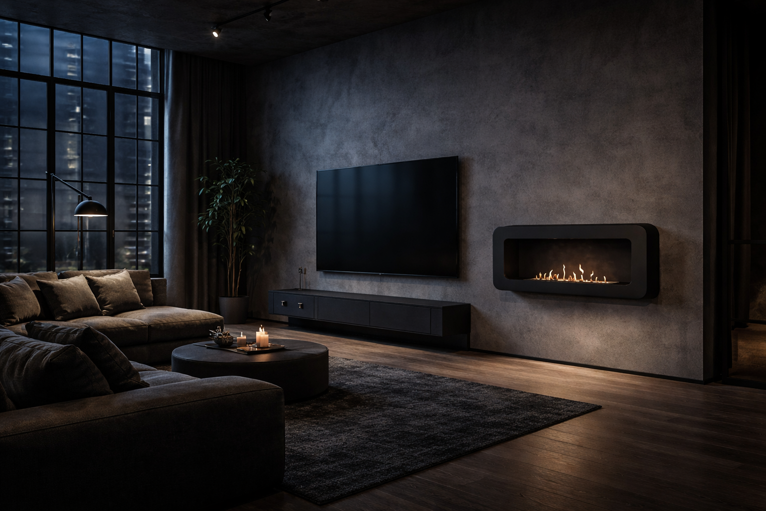CASSI Black Bio Ethanol Wall Fireplace 100 CM