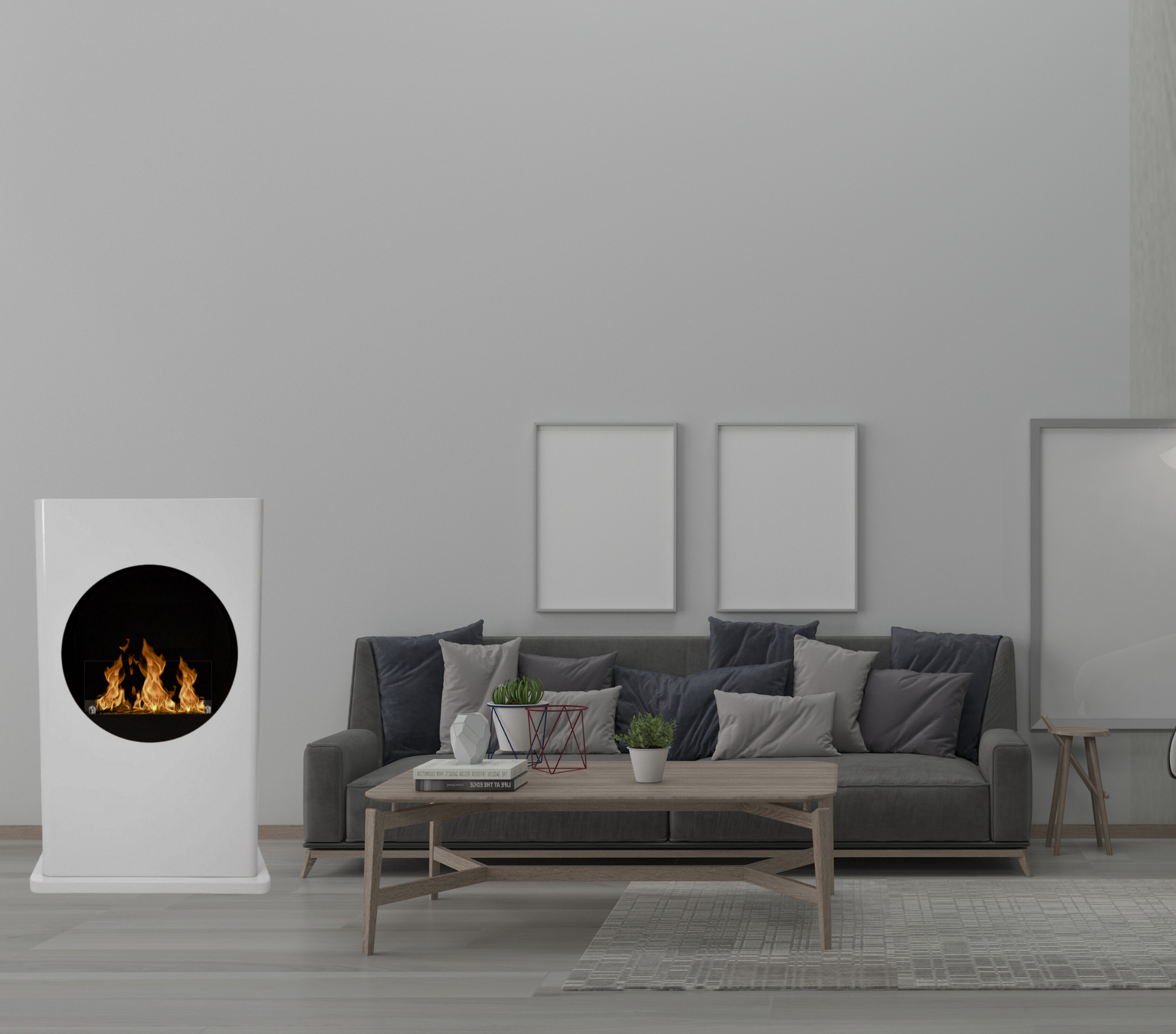 White Painted Steel DIO Freestanding Bio Fireplace
