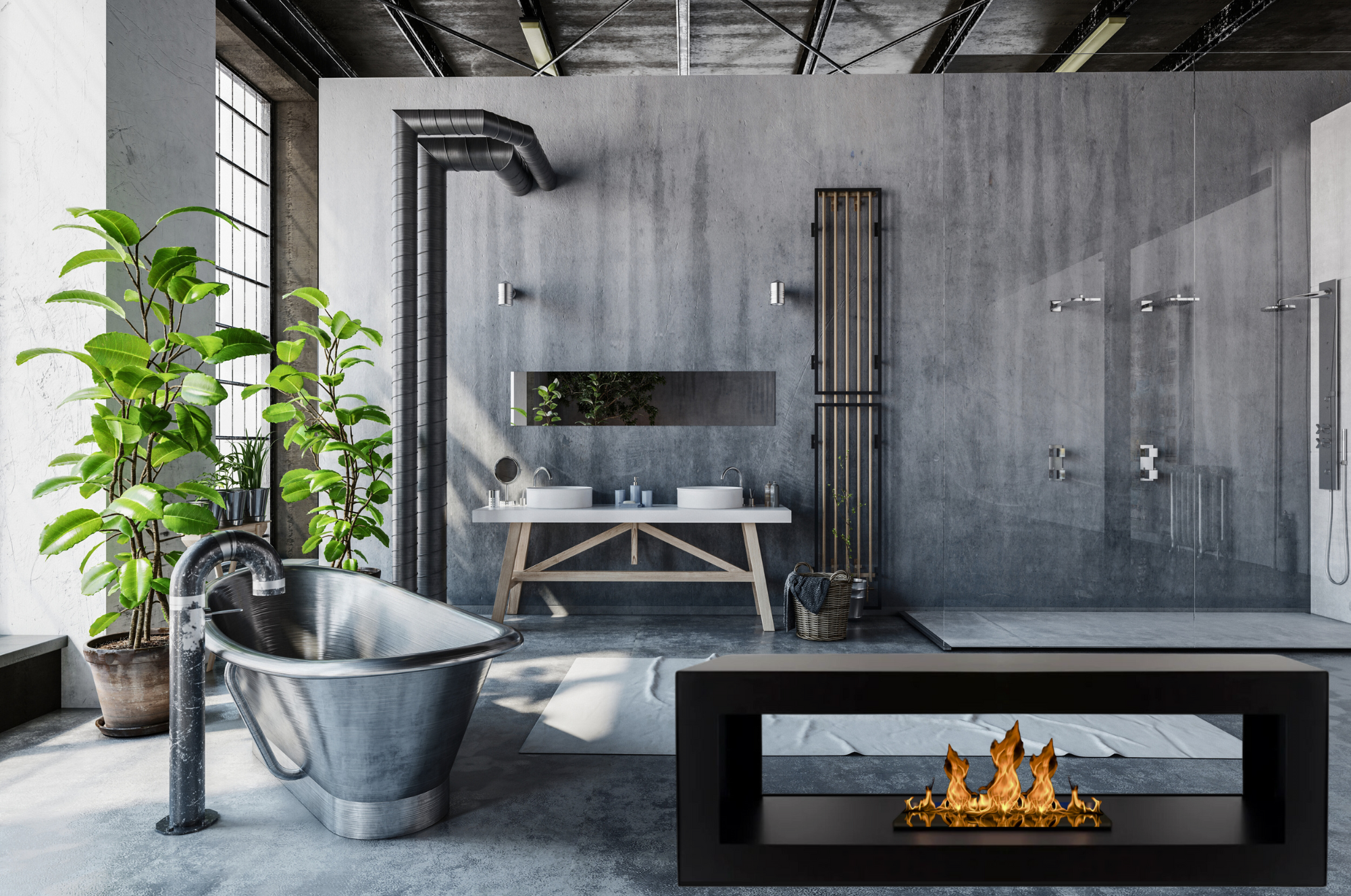 Dukino Standing &amp; Hanging Fireplace 112 CM 