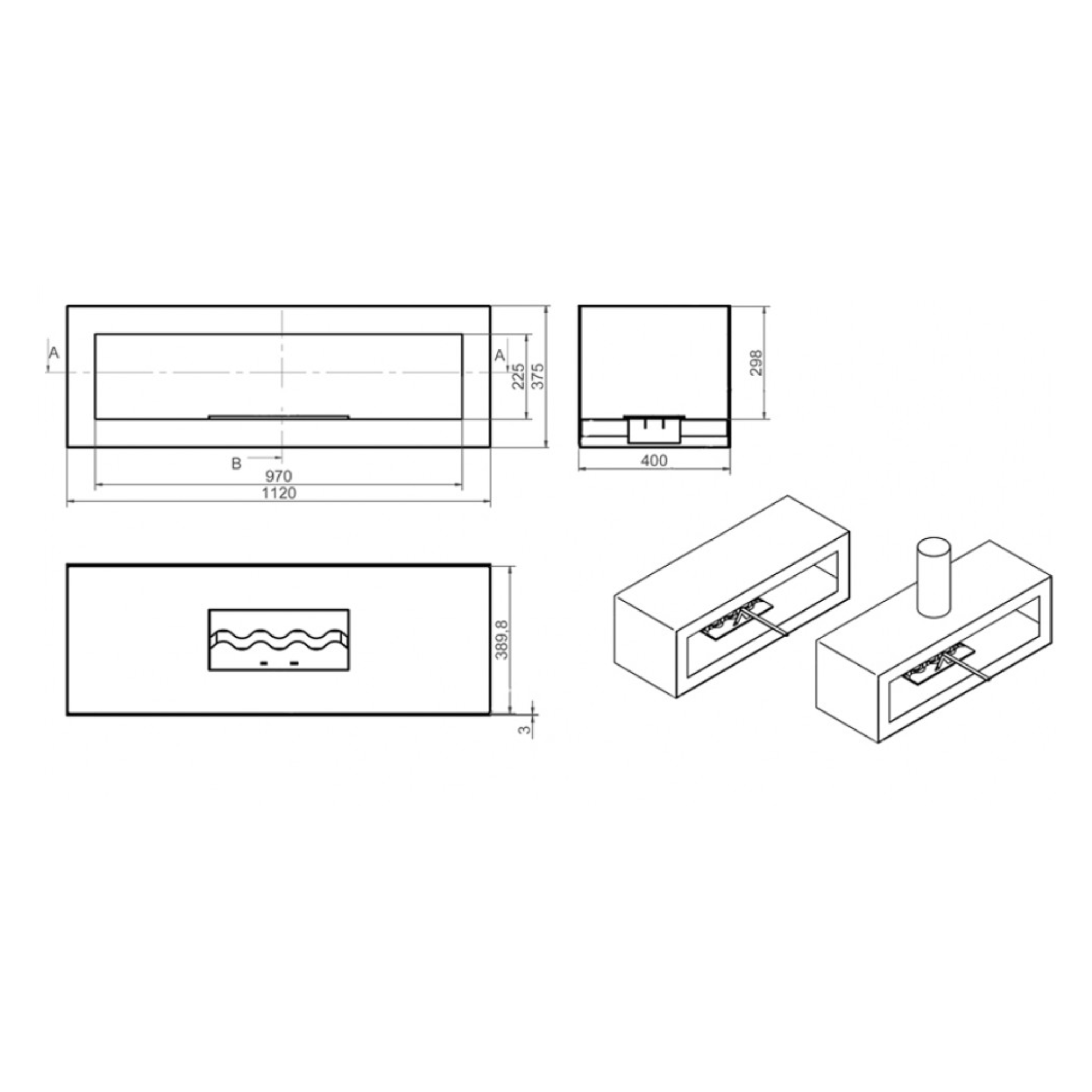 Dukino Standing &amp; Hanging Fireplace 112 CM 