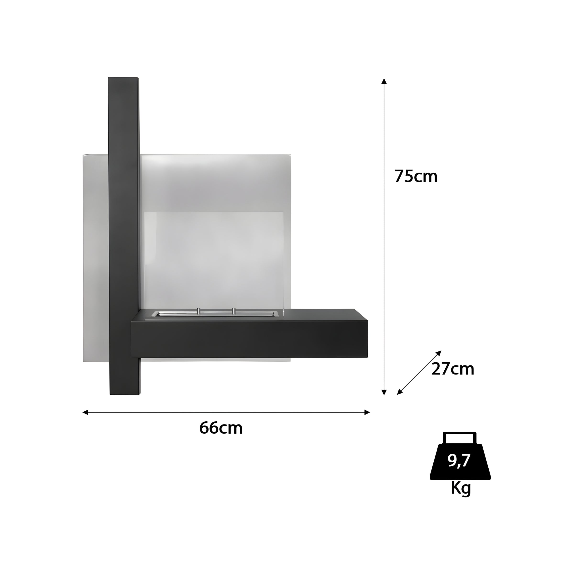 Duna Bio Ethanol Wandhaard 75 cm