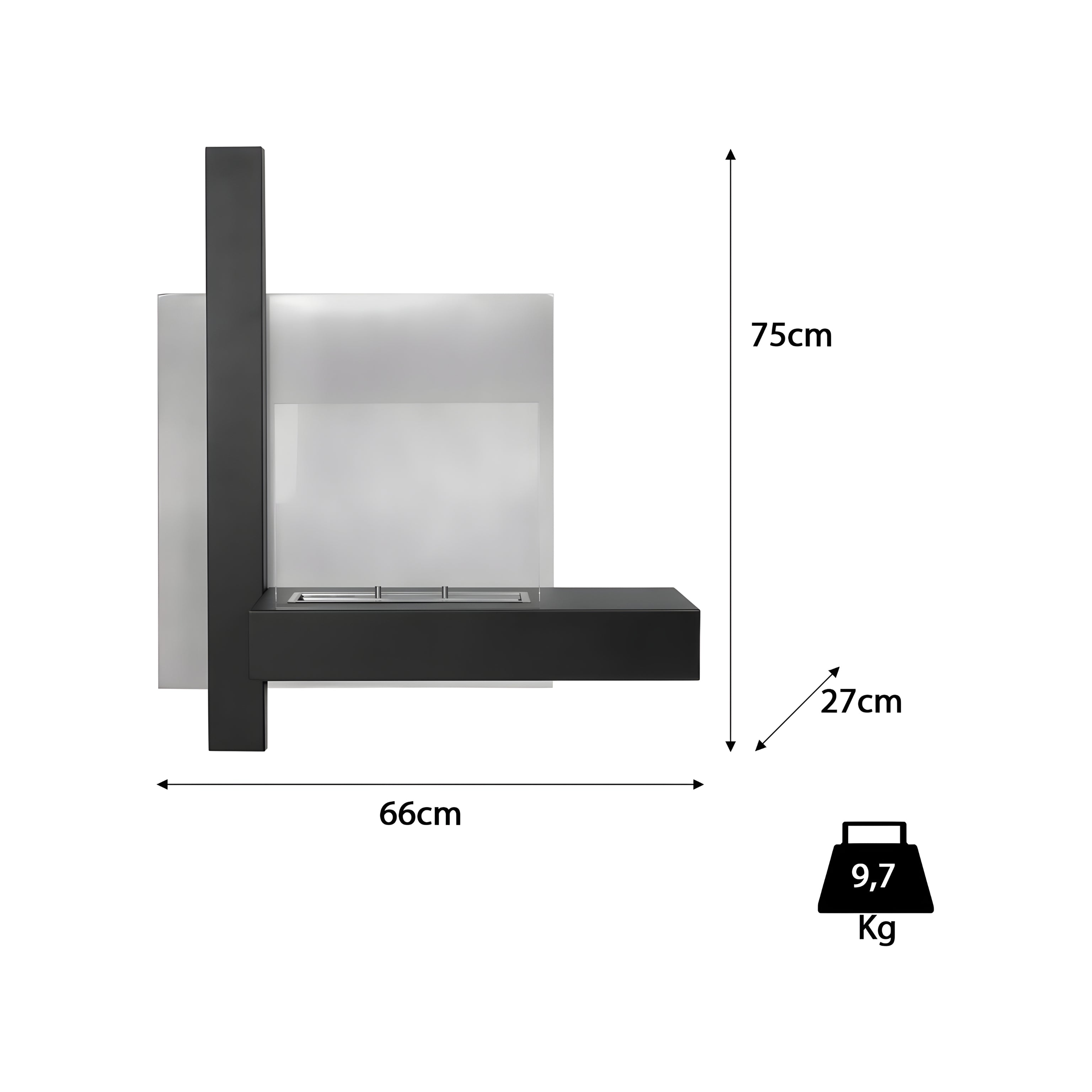 Duna Bio Ethanol Wandhaard 75 cm