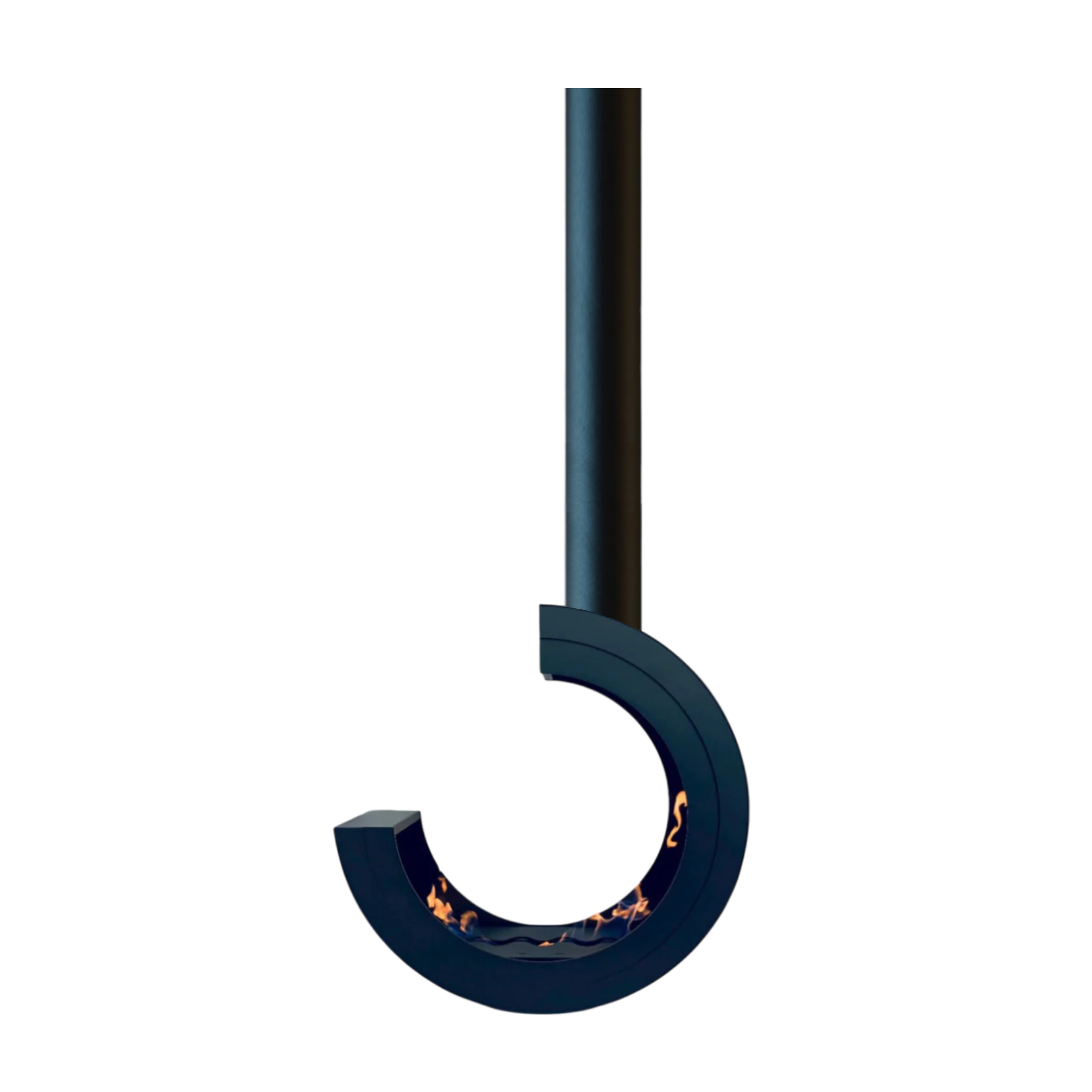 Erto 80 3/4 Tube Black Bio Ethanol Ceiling Fireplace