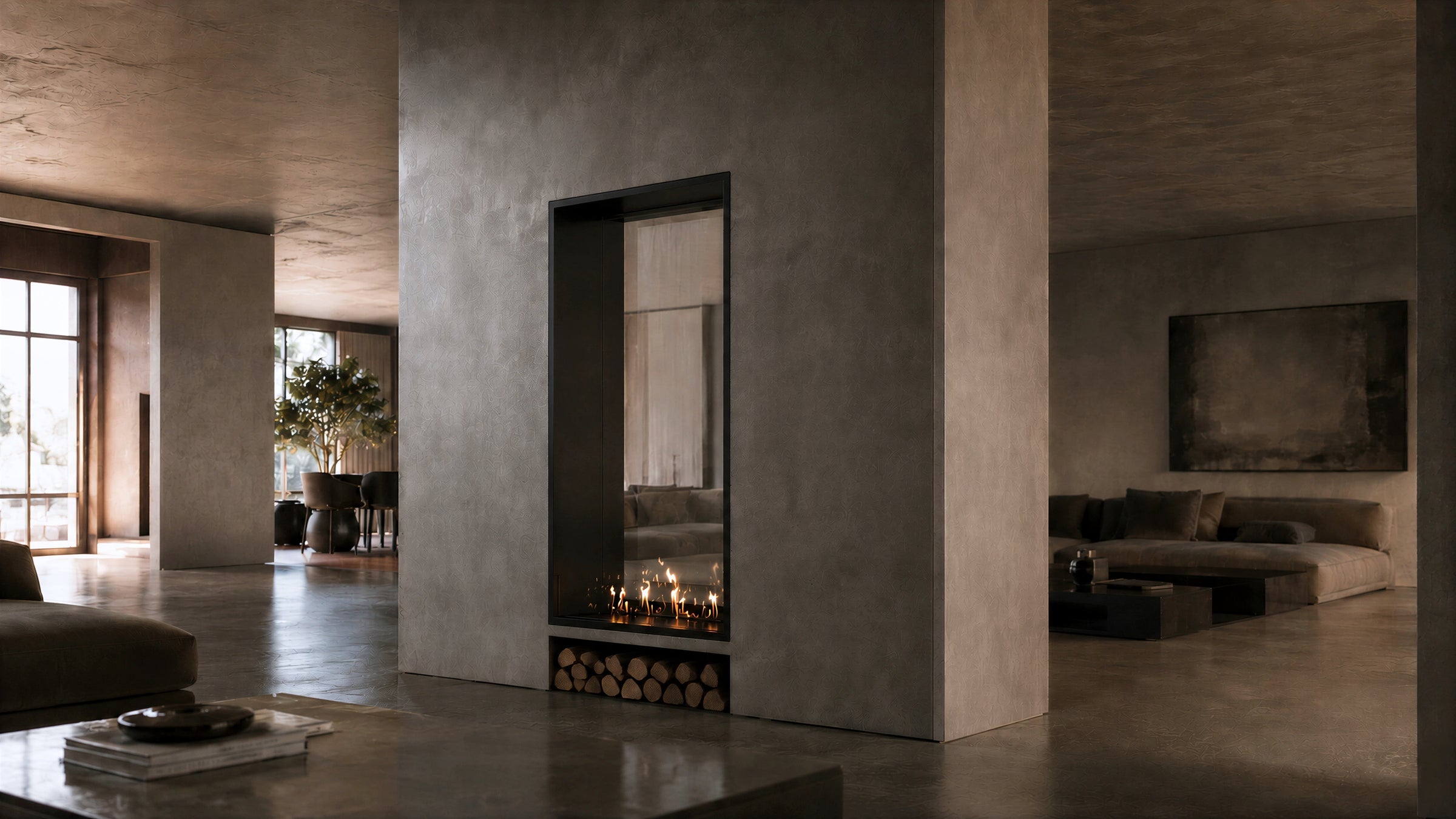 Fame Vertical Doorkijkhaard Enkel Volle Glas 60 x 160 cm