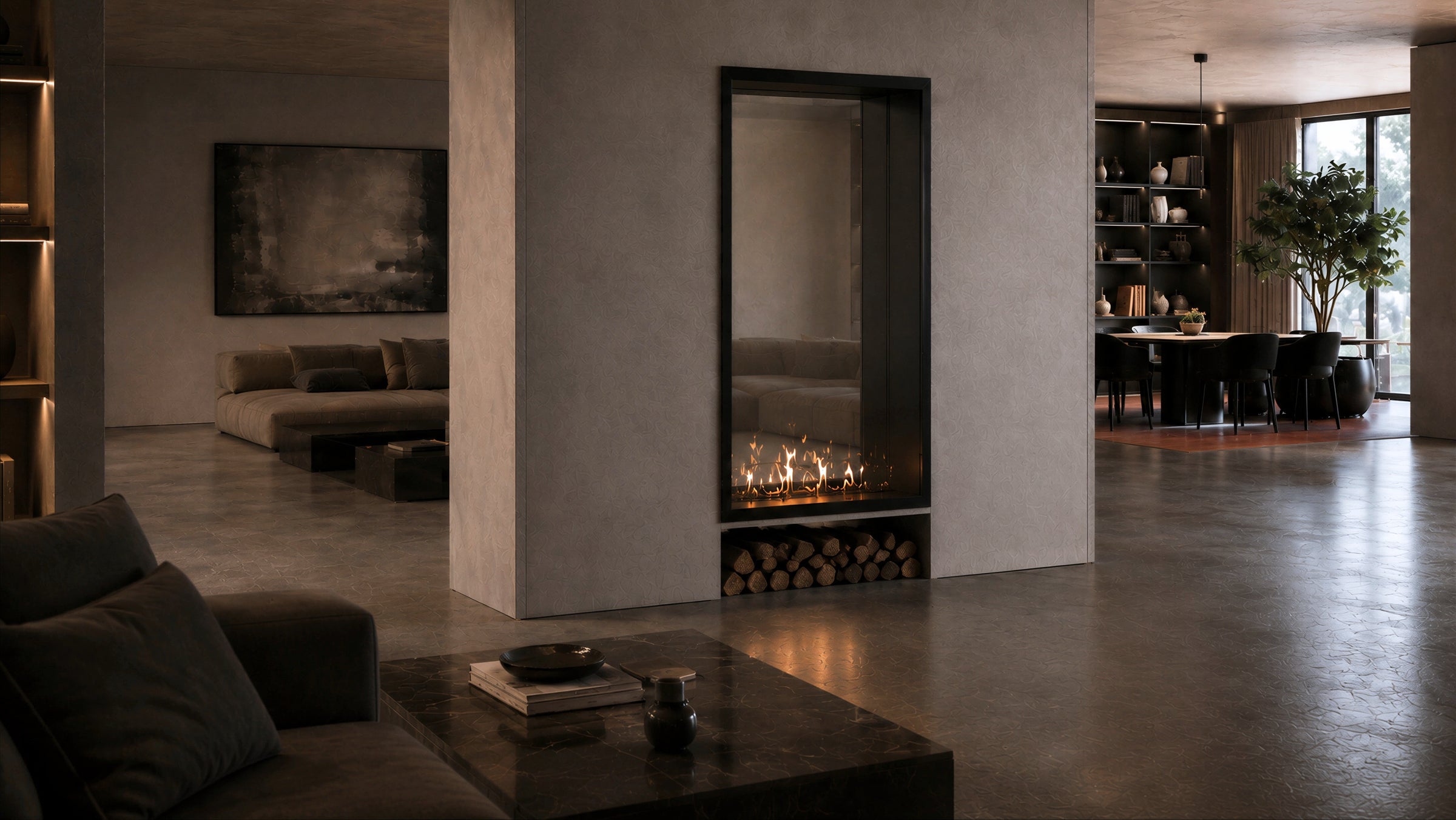 Fame Vertical Doorkijkhaard Enkel Volle Glas 60 x 160 cm