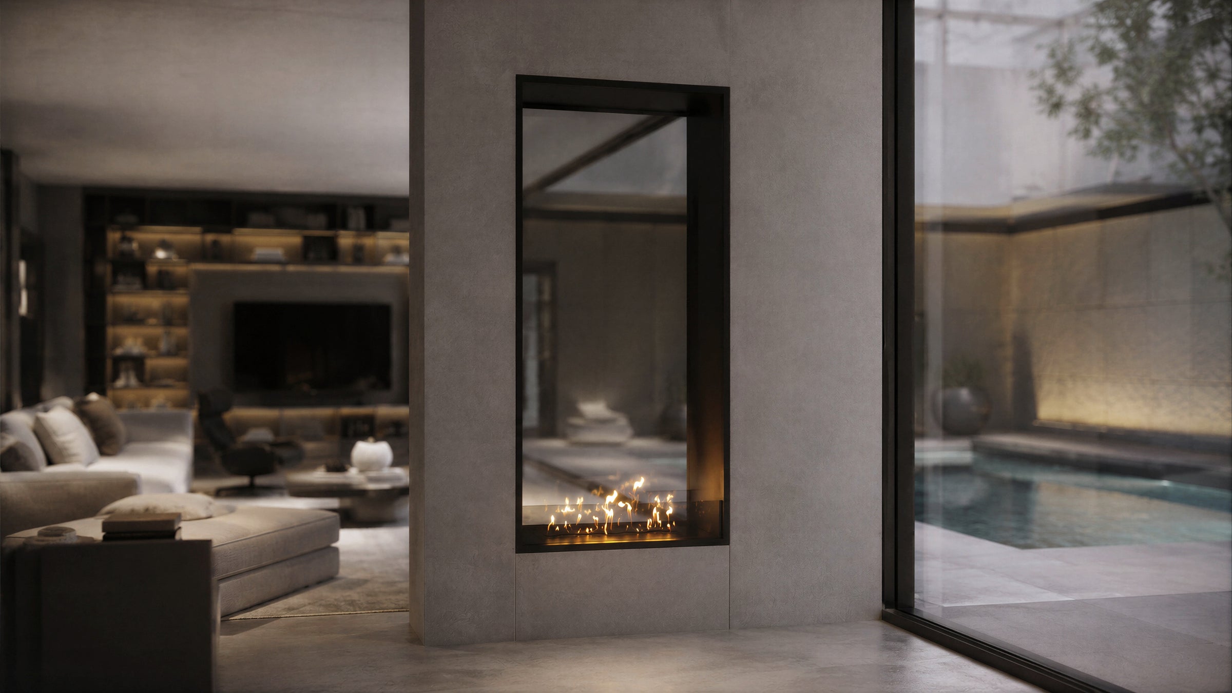 Fame Vertical Doorkijkhaard Enkel Volle Glas 100 x 120 cm