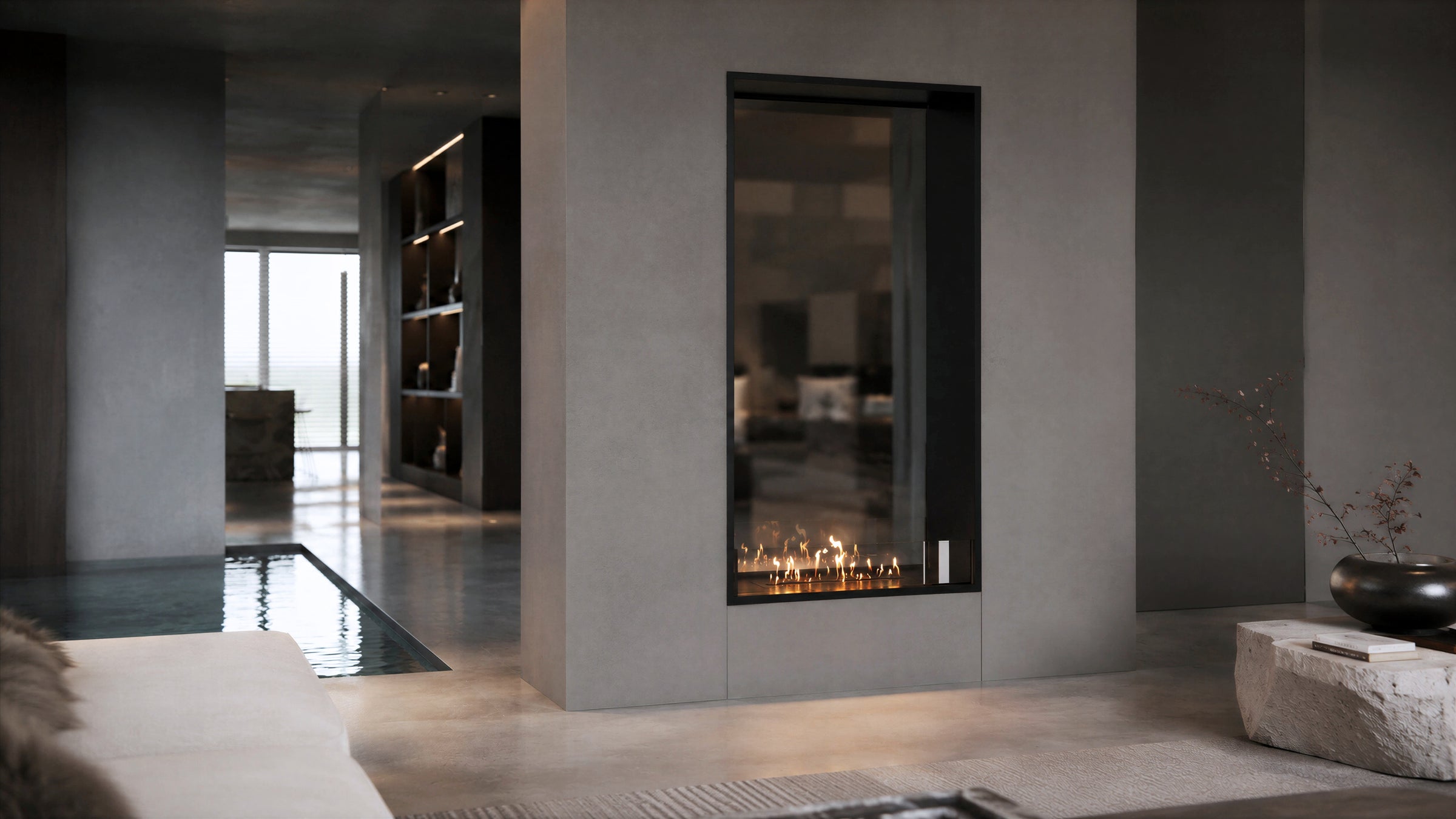 Fame Vertical Doorkijkhaard Enkel Volle Glas 100 x 160 cm