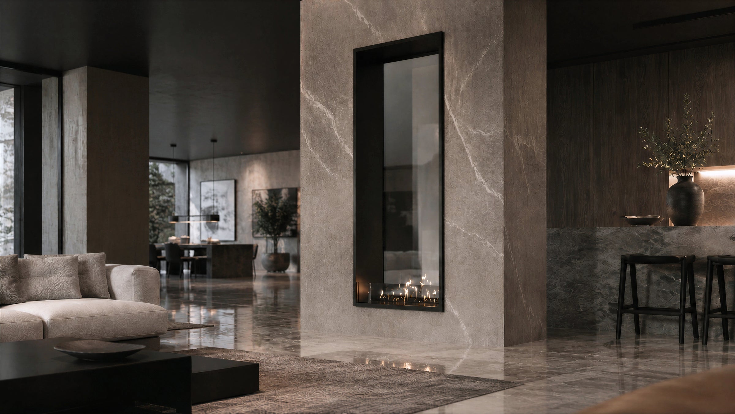 Fame Vertical Doorkijkhaard Enkel Volle Glas 60 x 180 cm