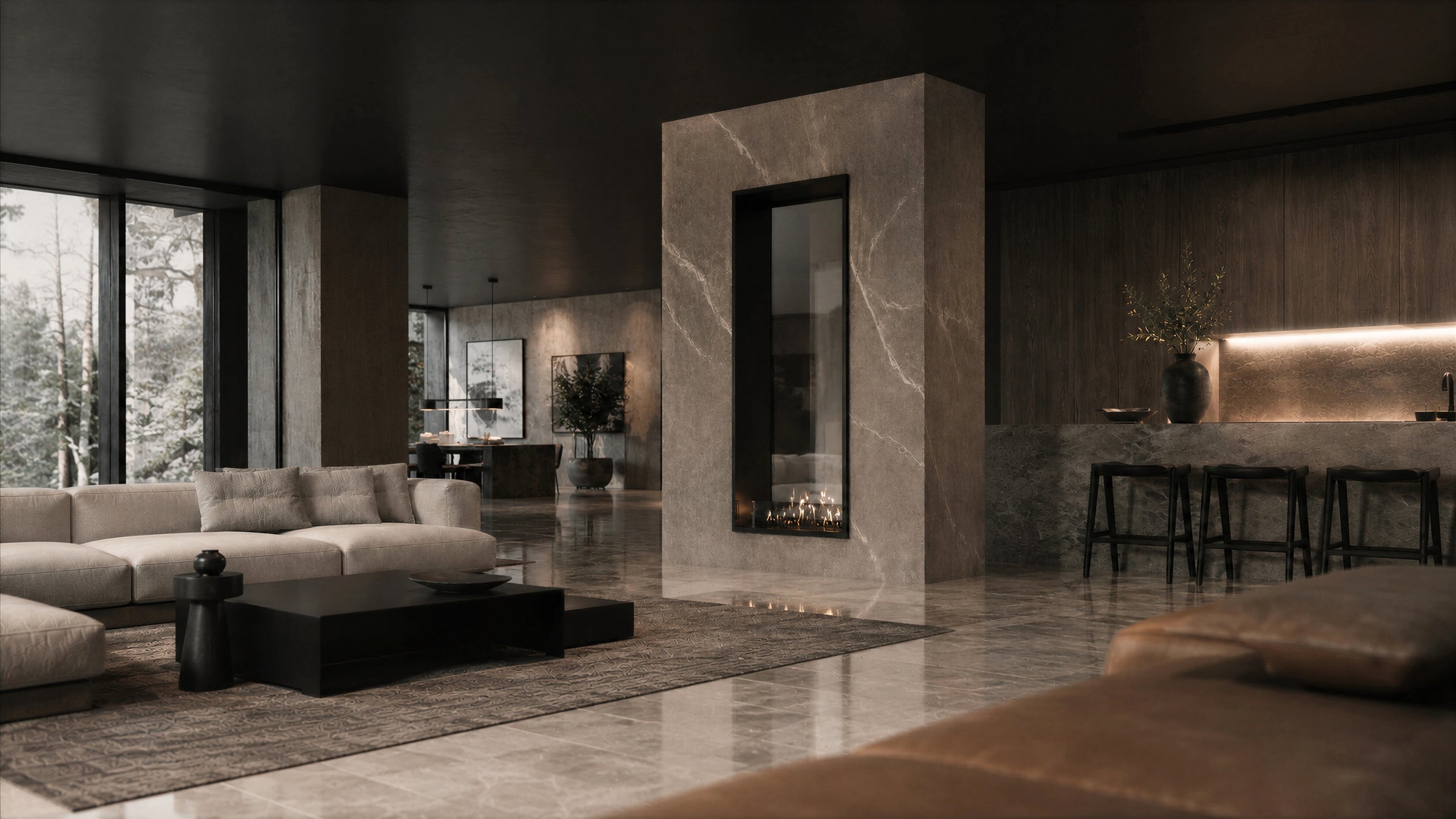 Fame Vertical Doorkijkhaard Enkel Volle Glas 60 x 180 cm