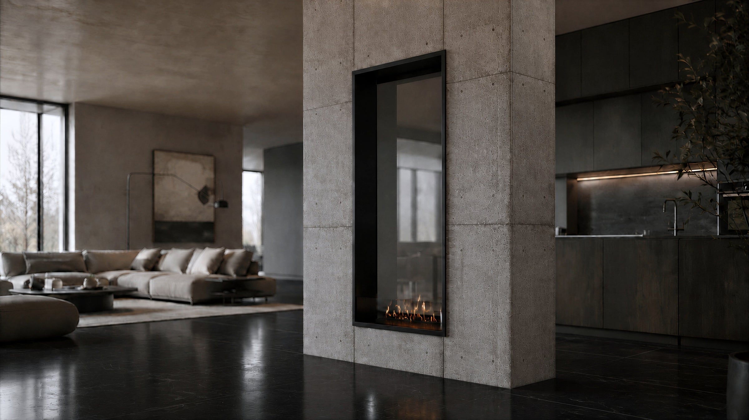 Fame Vertical Doorkijkhaard Enkel Volle Glas 60 x 120 cm