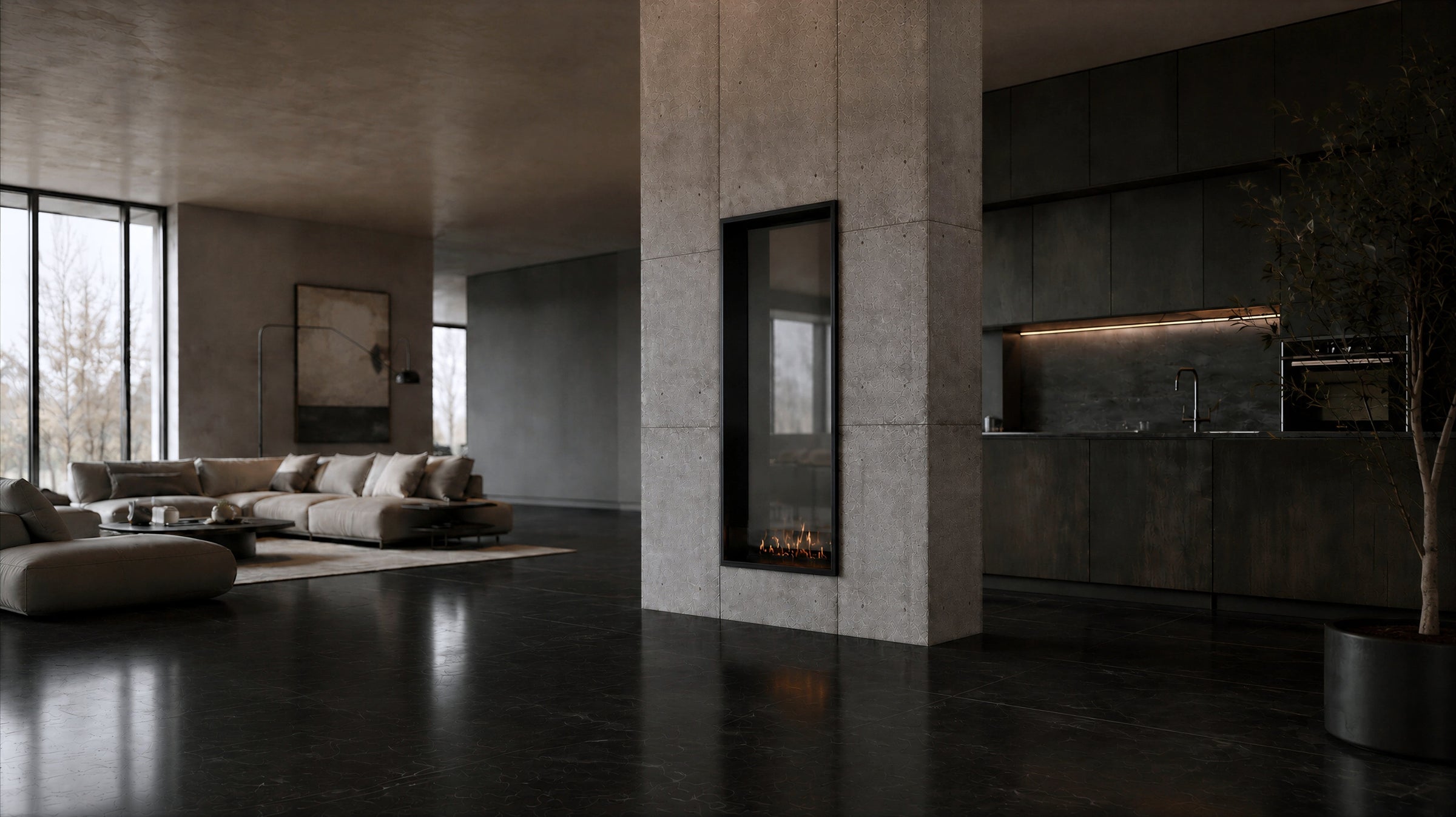 Fame Vertical Doorkijkhaard Enkel Volle Glas 60 x 120 cm
