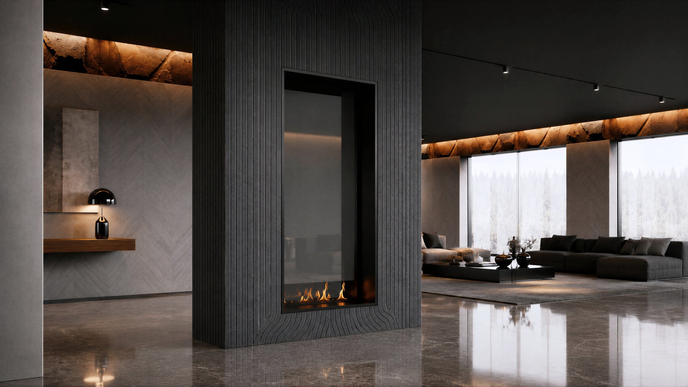 Fame Vertical Doorkijkhaard Enkel Volle Glas 70 x 140 cm
