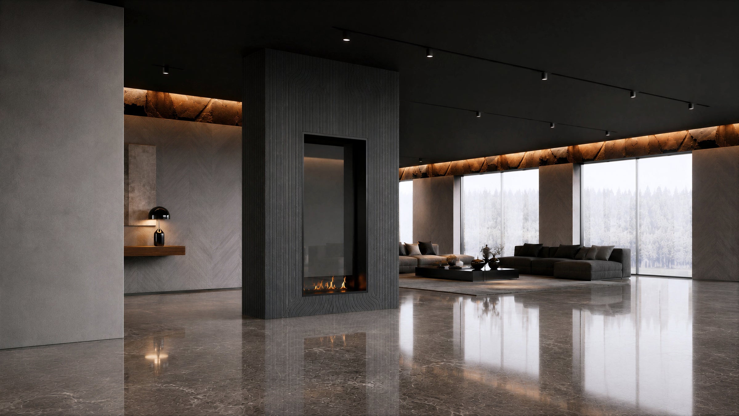 Fame Vertical Doorkijkhaard Enkel Volle Glas 70 x 140 cm