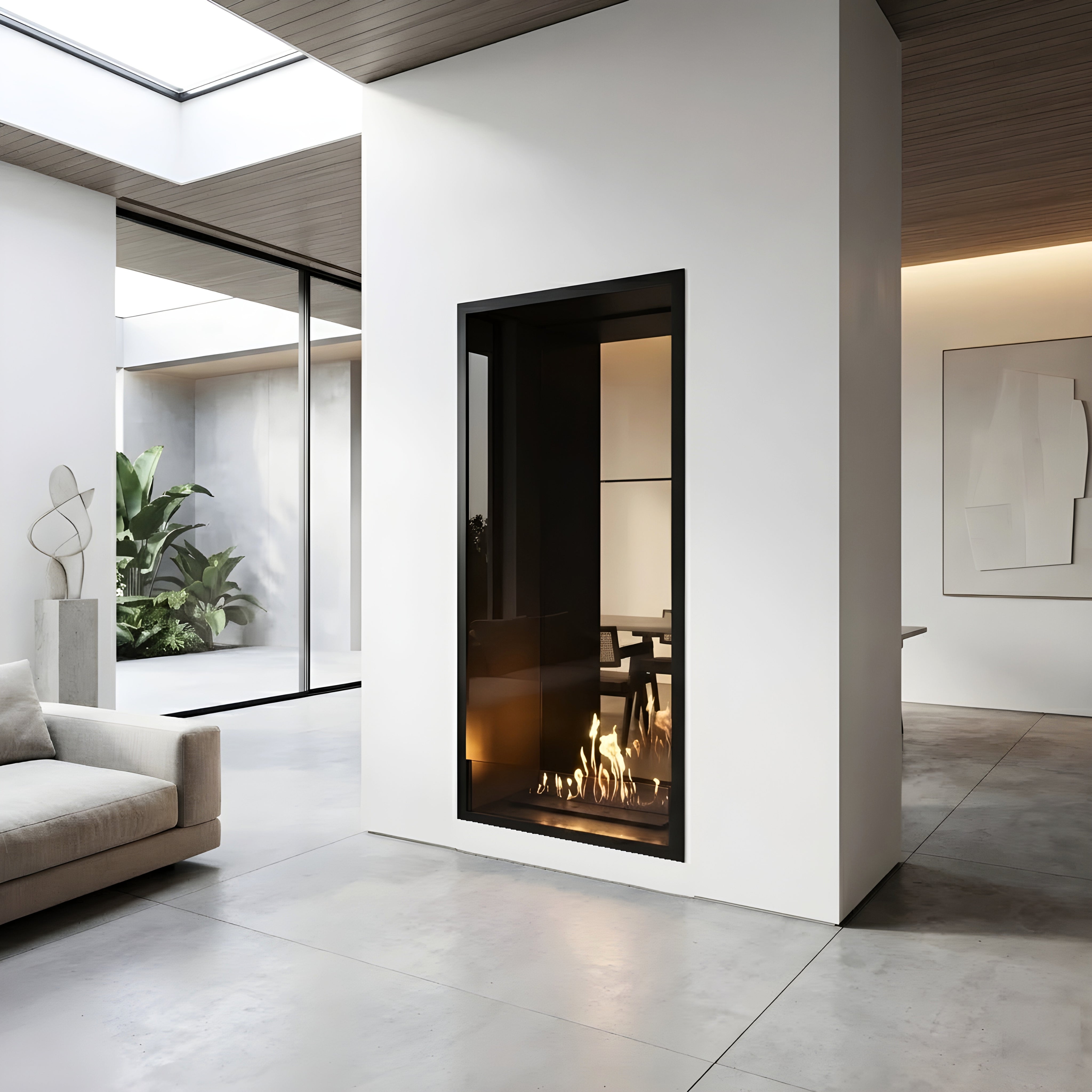 Fame Vertical Doorkijkhaard Enkel Volle Glas 70 x 200 cm