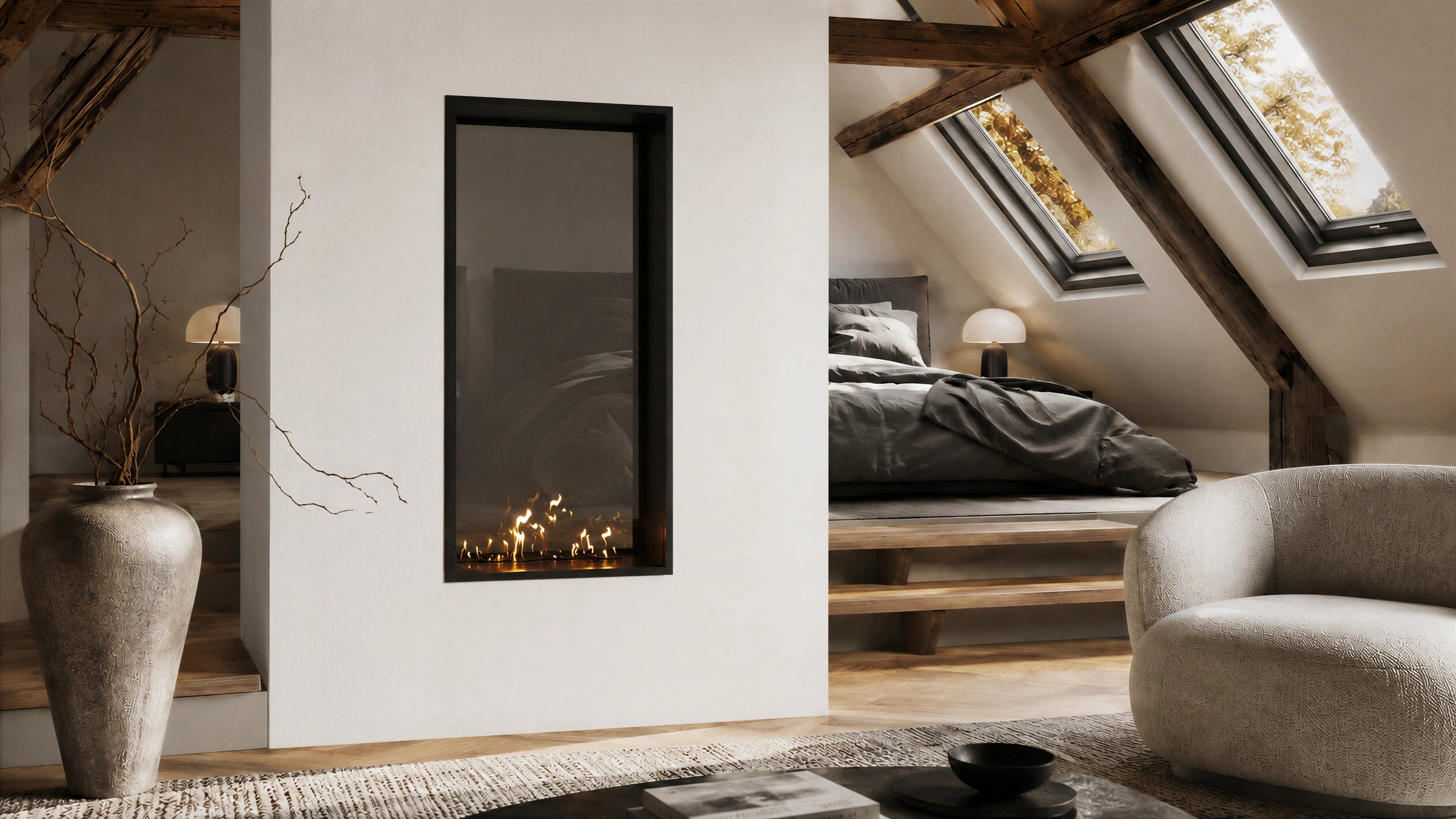 Fame Vertical Doorkijkhaard Enkel Volle Glas 70 x 180 cm
