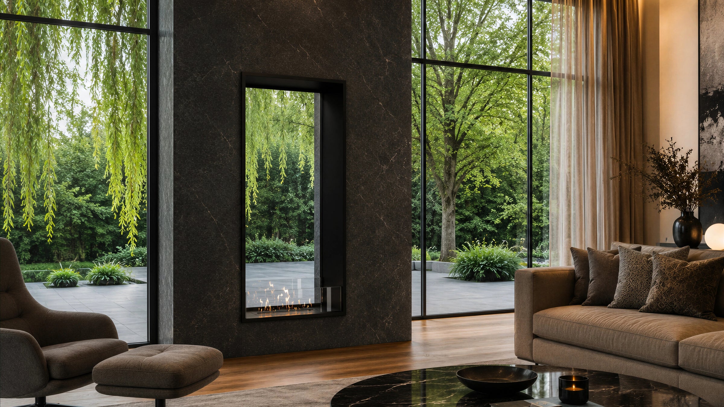 Fame Vertical Doorkijkhaard Enkel Volle Glas 80 x 100 cm