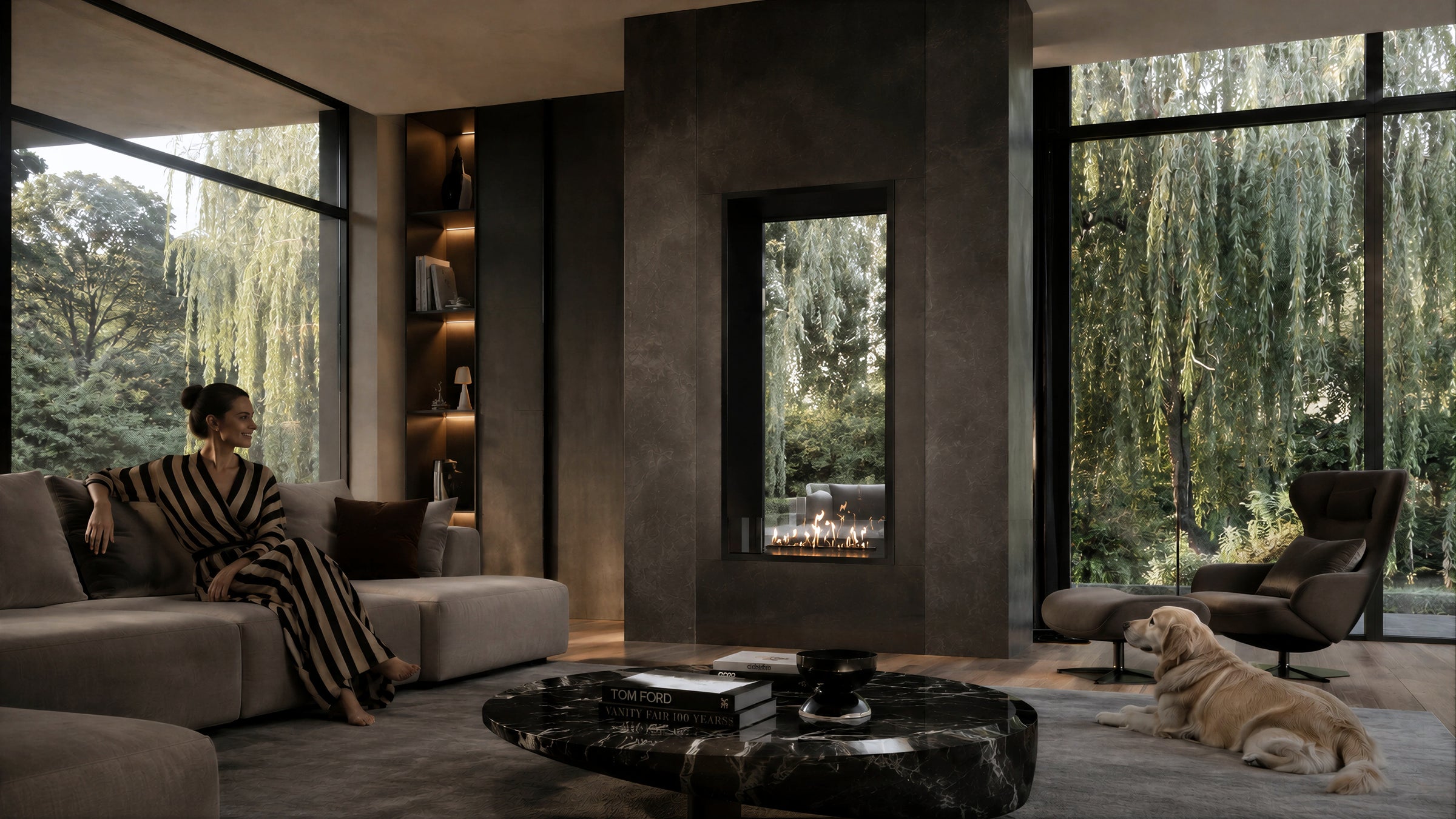 Fame Vertical Doorkijkhaard Enkel Volle Glas 80 x 120 cm