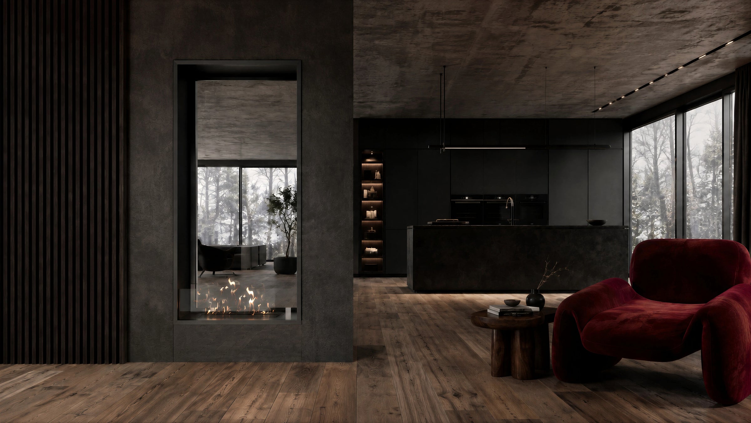 Fame Vertical Doorkijkhaard Enkel Volle Glas 80 x 140 cm