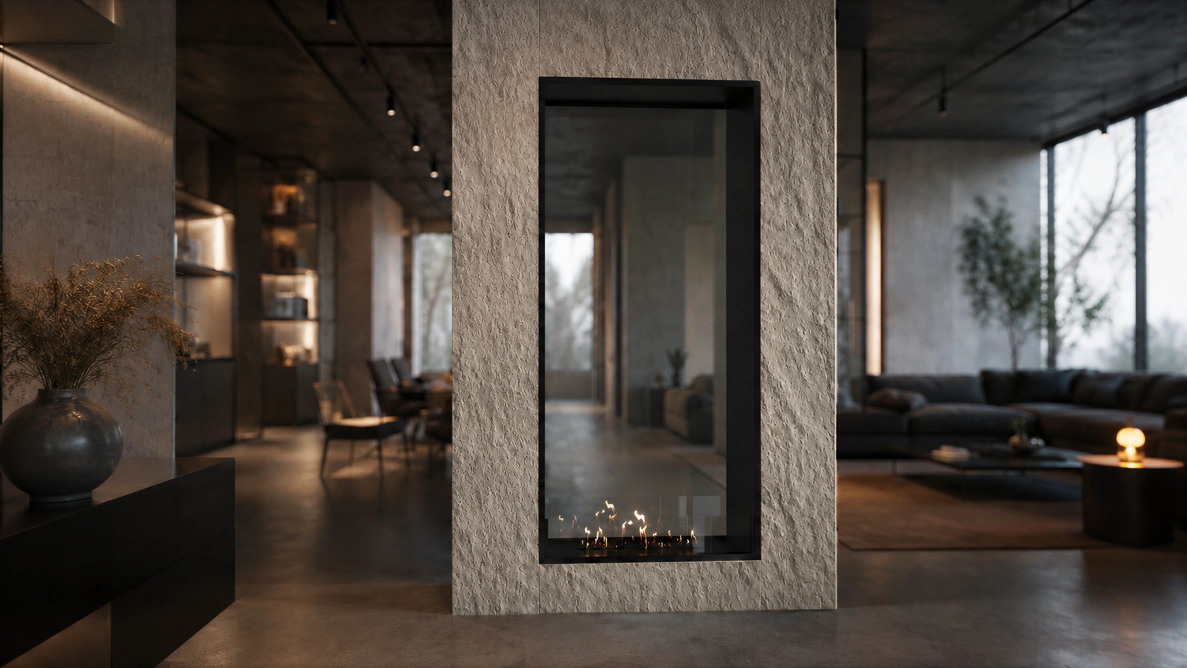 Fame Vertical Doorkijkhaard Enkel Volle Glas 80 x 180 cm
