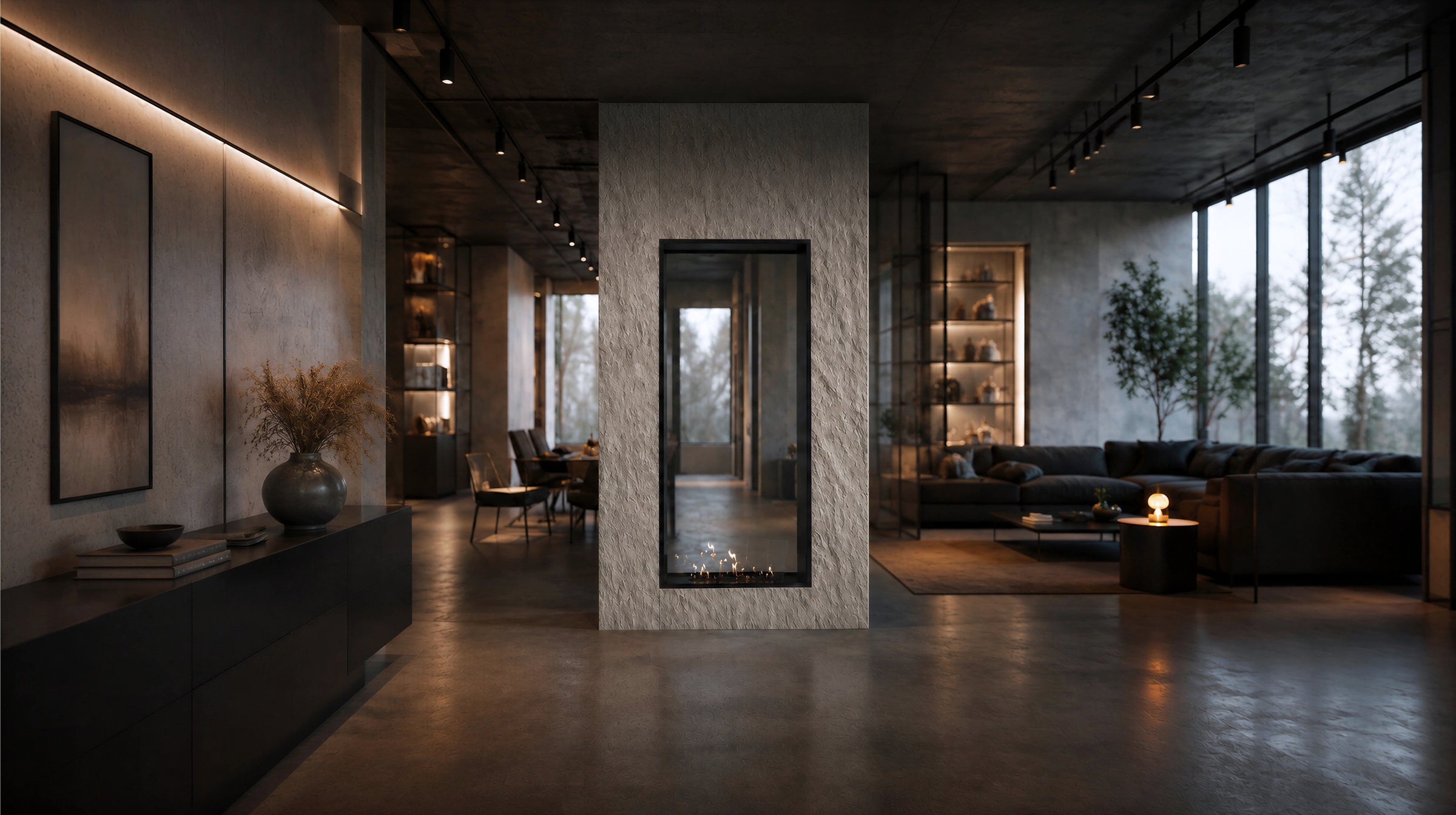 Fame Vertical Doorkijkhaard Enkel Volle Glas 80 x 180 cm
